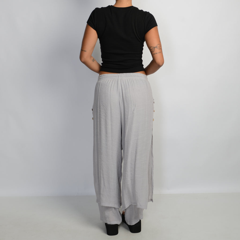 GREY LAYERED COTTON PANTS