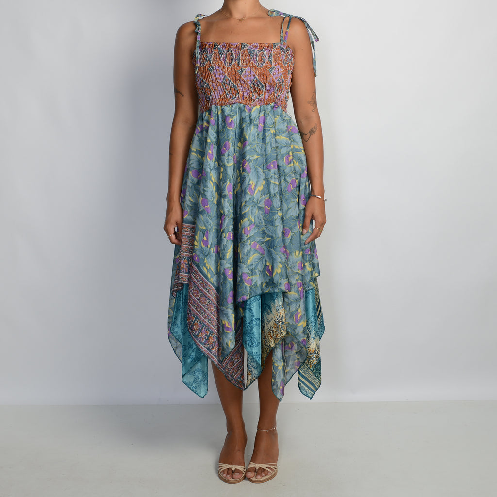 ASYMMETRIC PATTERN MIDI DRESS