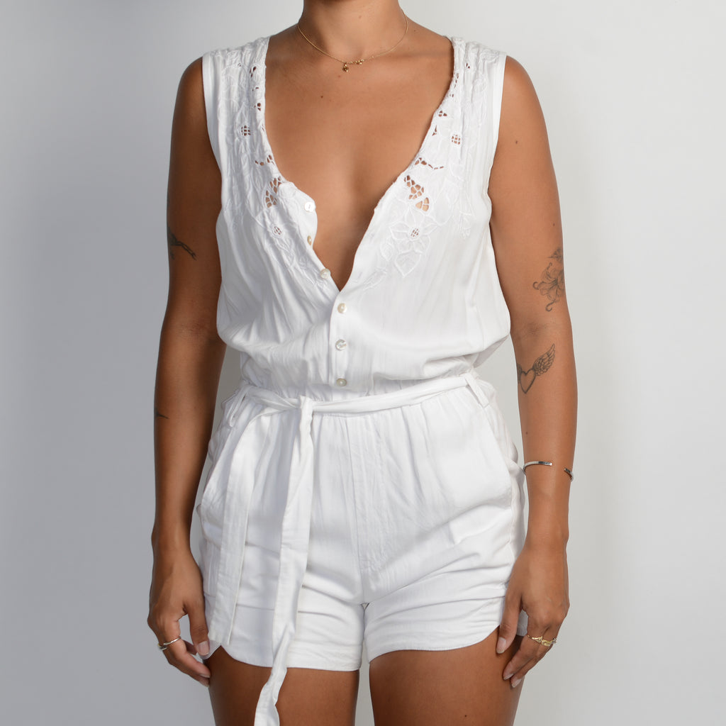 WHITE BRODERIE ROMPER