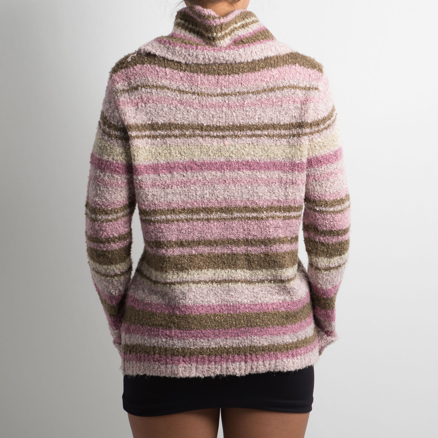 PINK STRIPED TURTLENECK KNIT