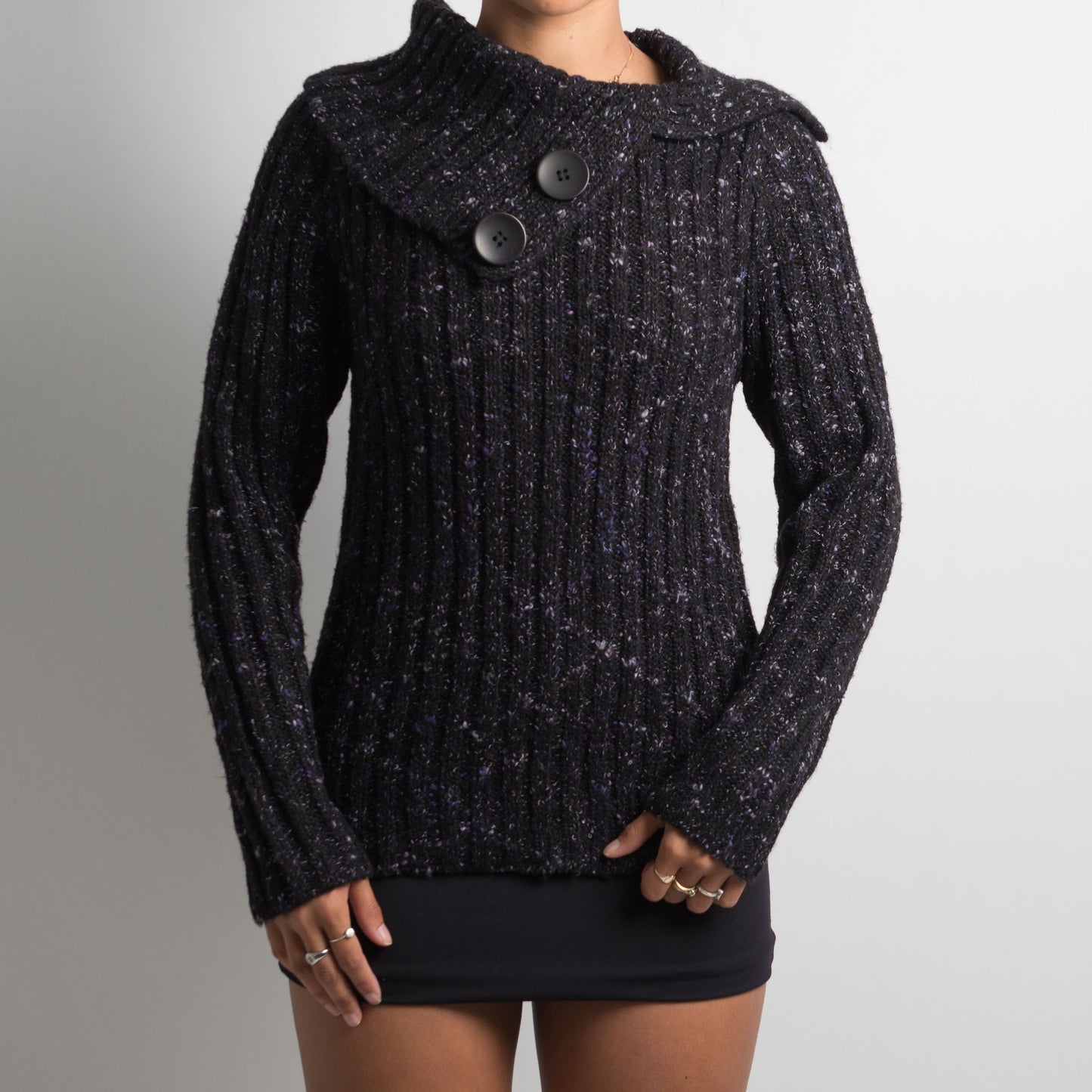 PURPLE MARLE KNIT SWEATER