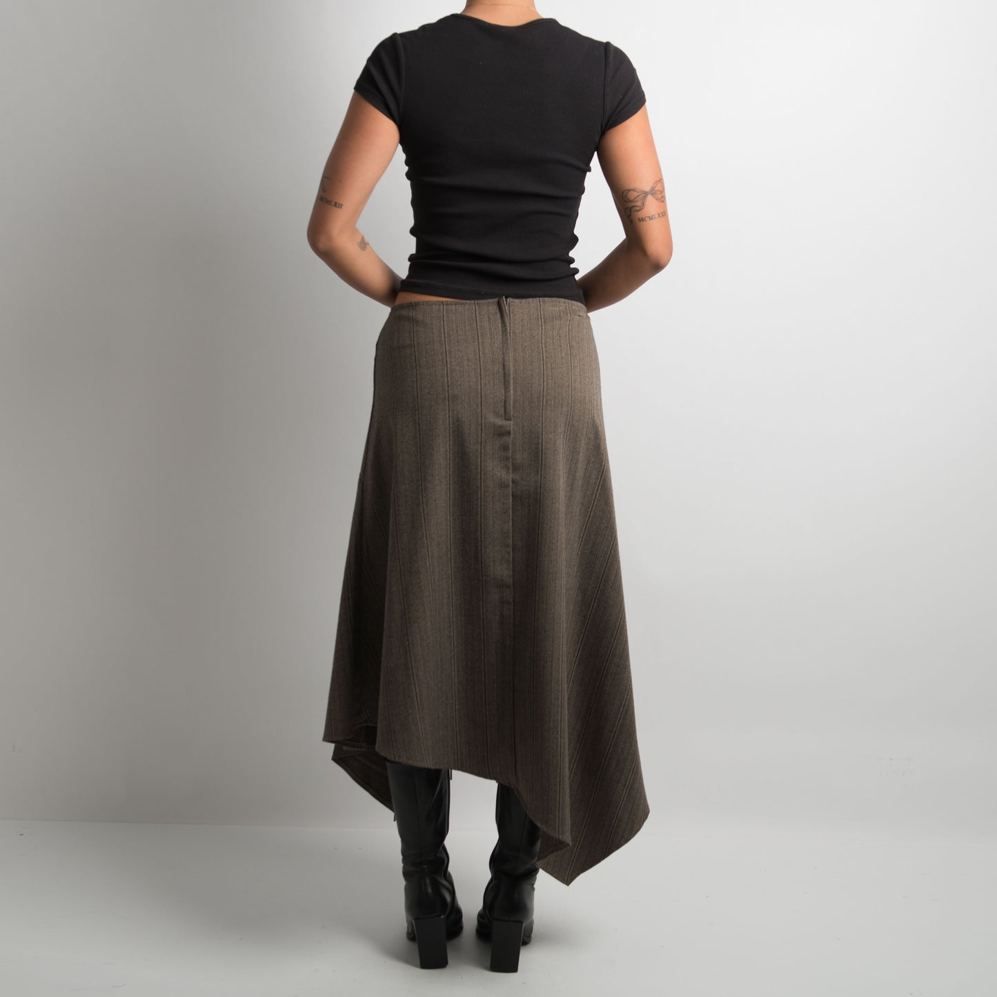 PINSTRIPE ASYMMETRIC SKIRT