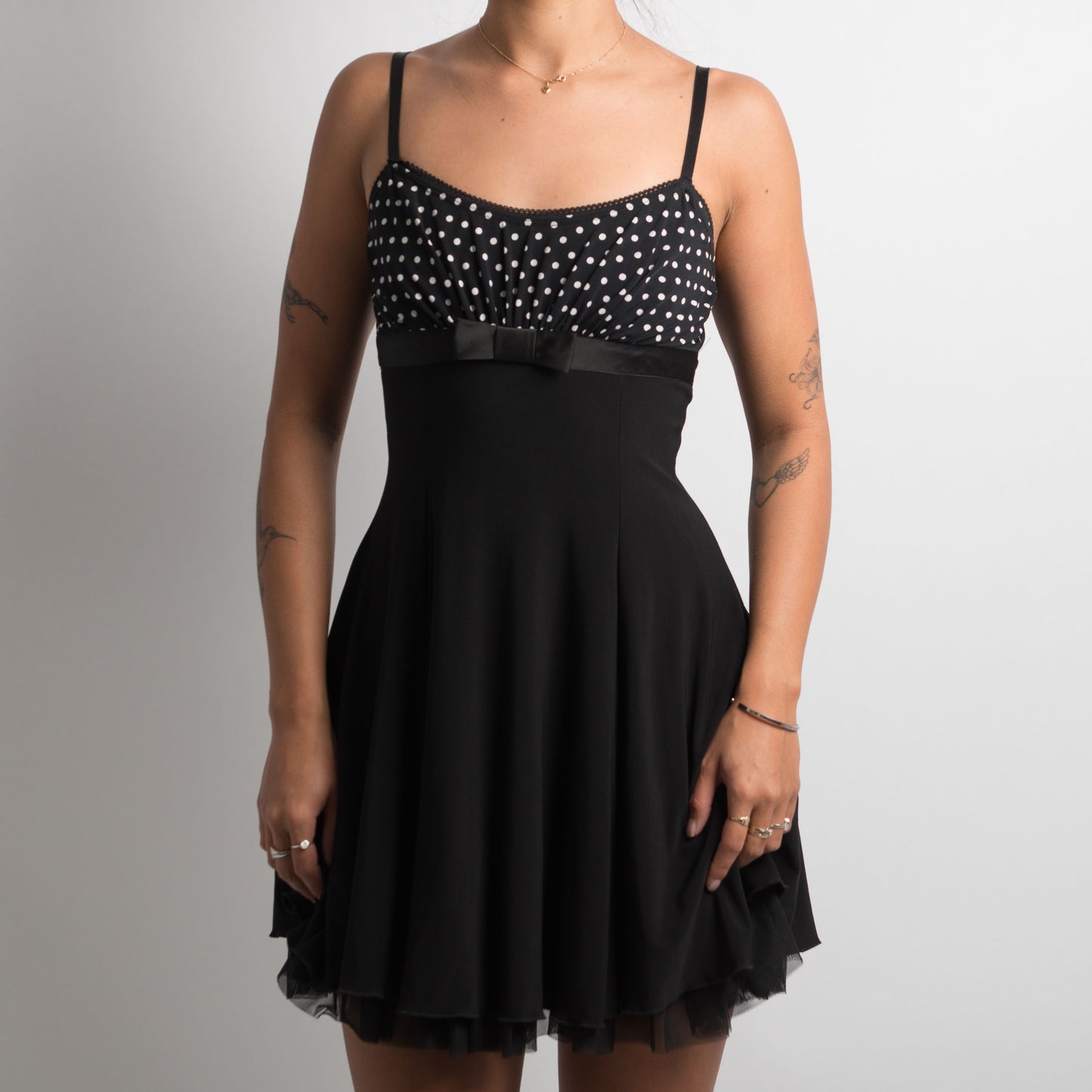 BLACK POLKA DOT MINI DRESS