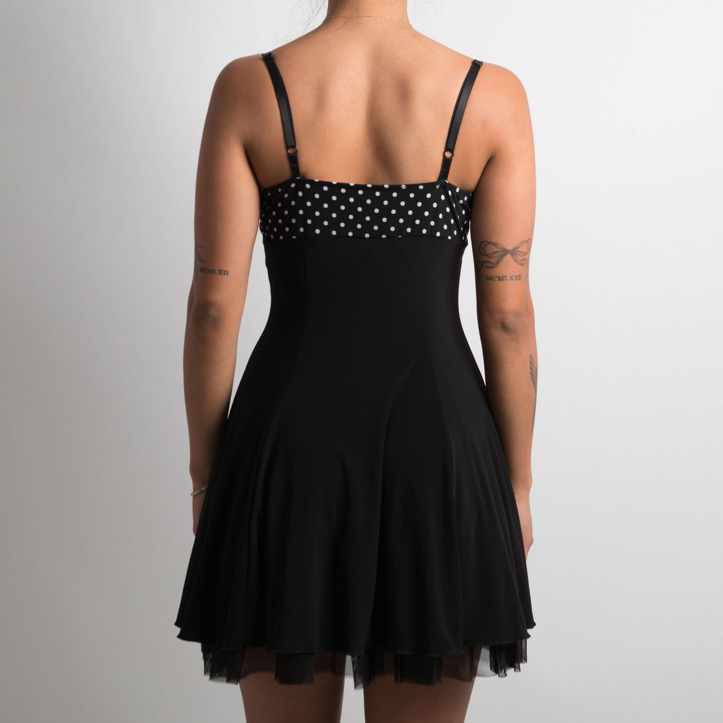 BLACK POLKA DOT MINI DRESS