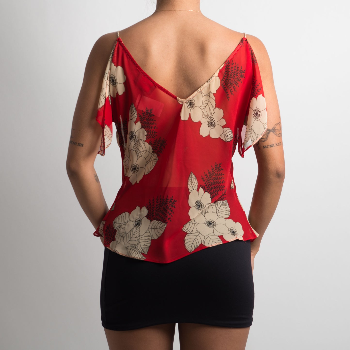 SHEER RED FLORAL CAMISOLE