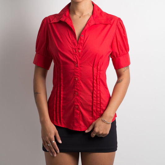 RED SHORT SLEEVE BLOUSE