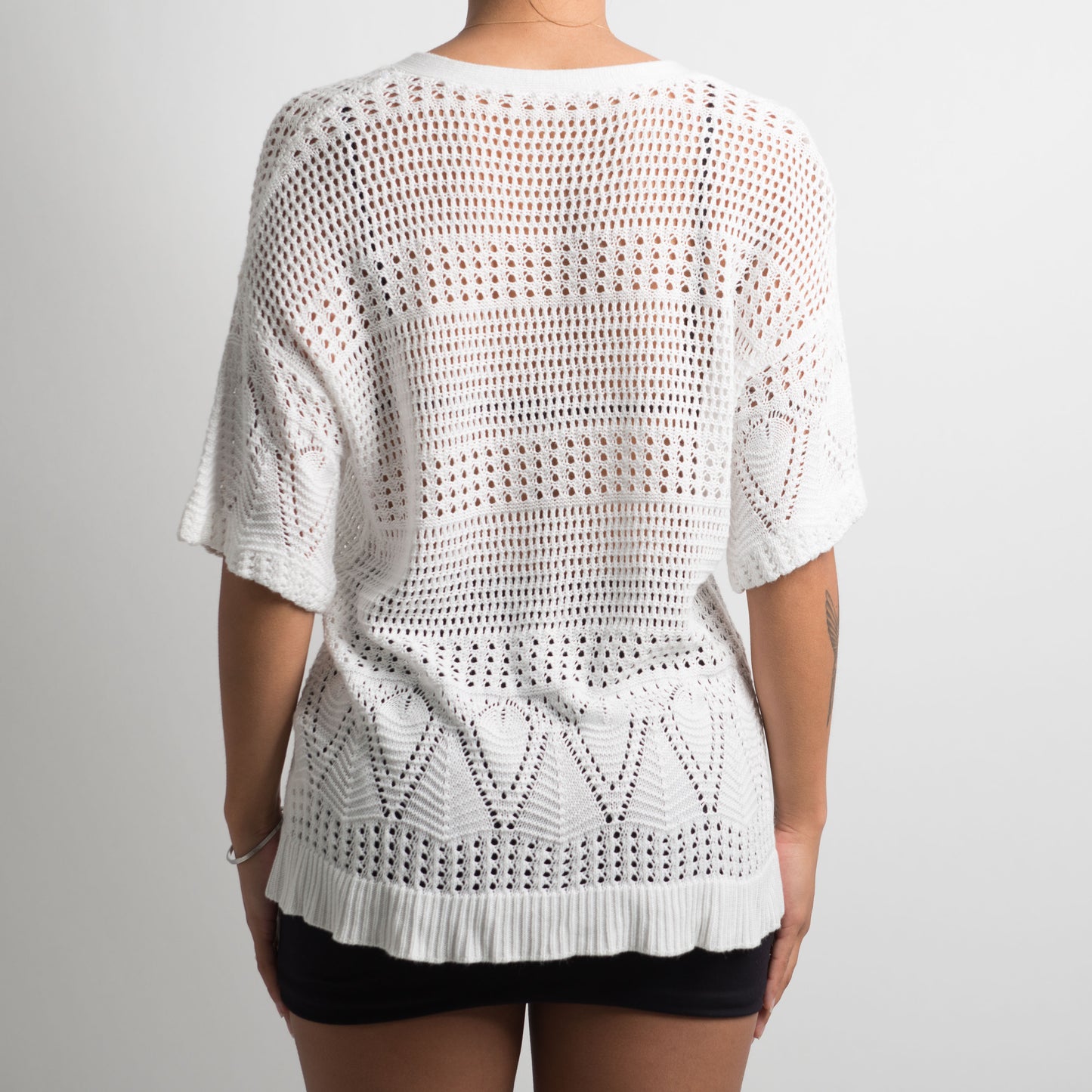 WHITE CROCHET KNIT SHIRT