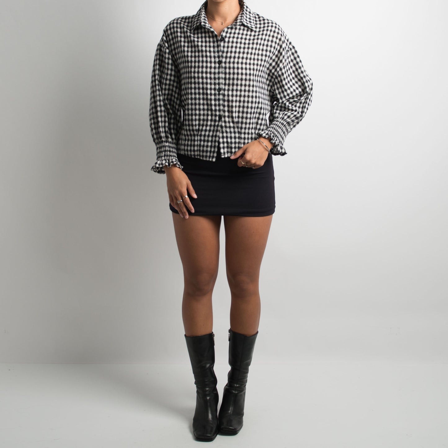 GINGHAM LONG SLEEVE BLOUSE