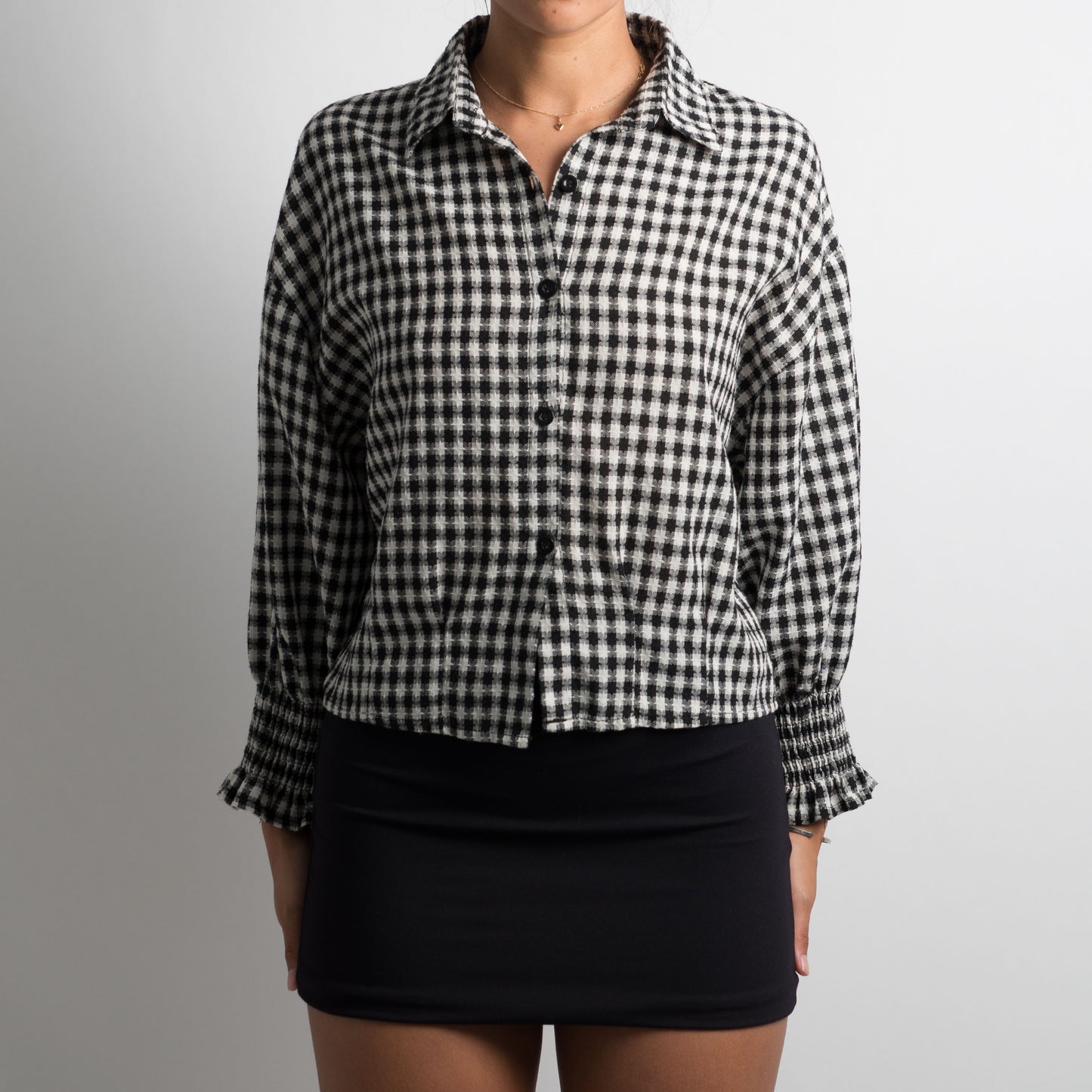 GINGHAM LONG SLEEVE BLOUSE