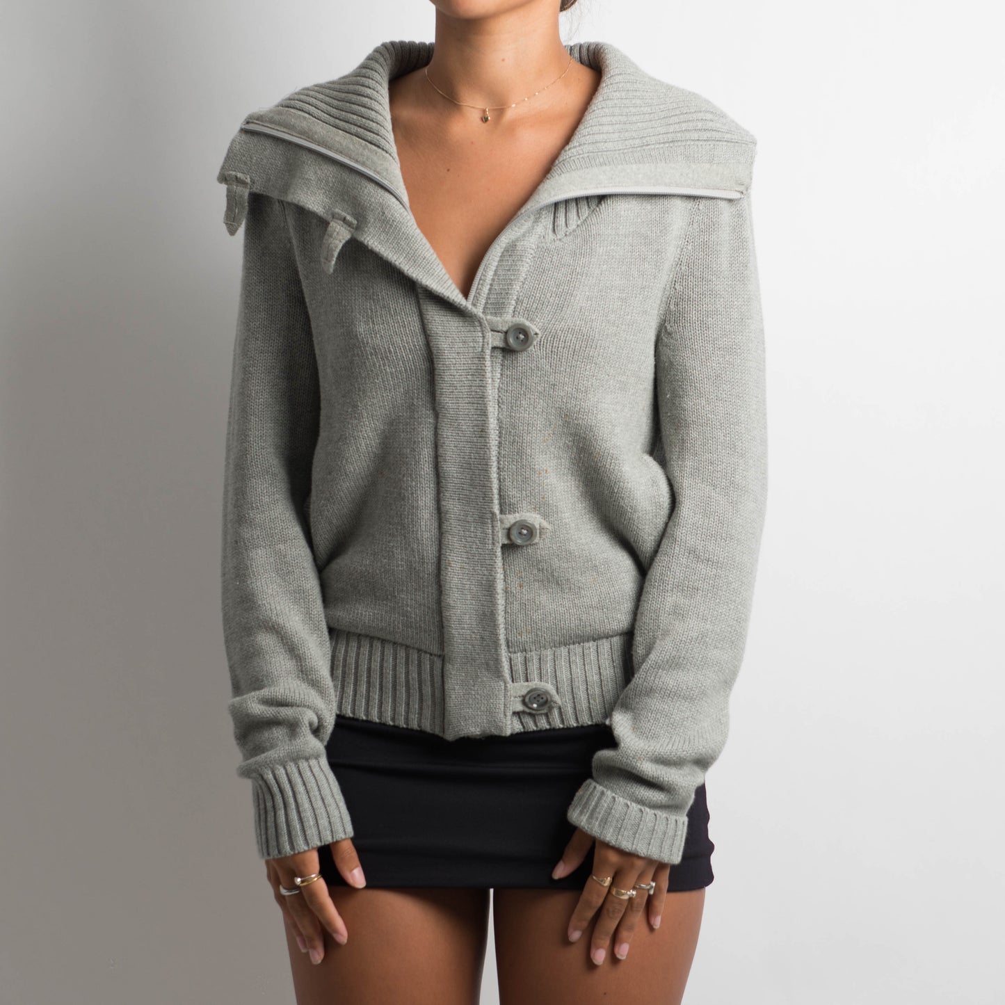 GREY KNIT ZIP JACKET