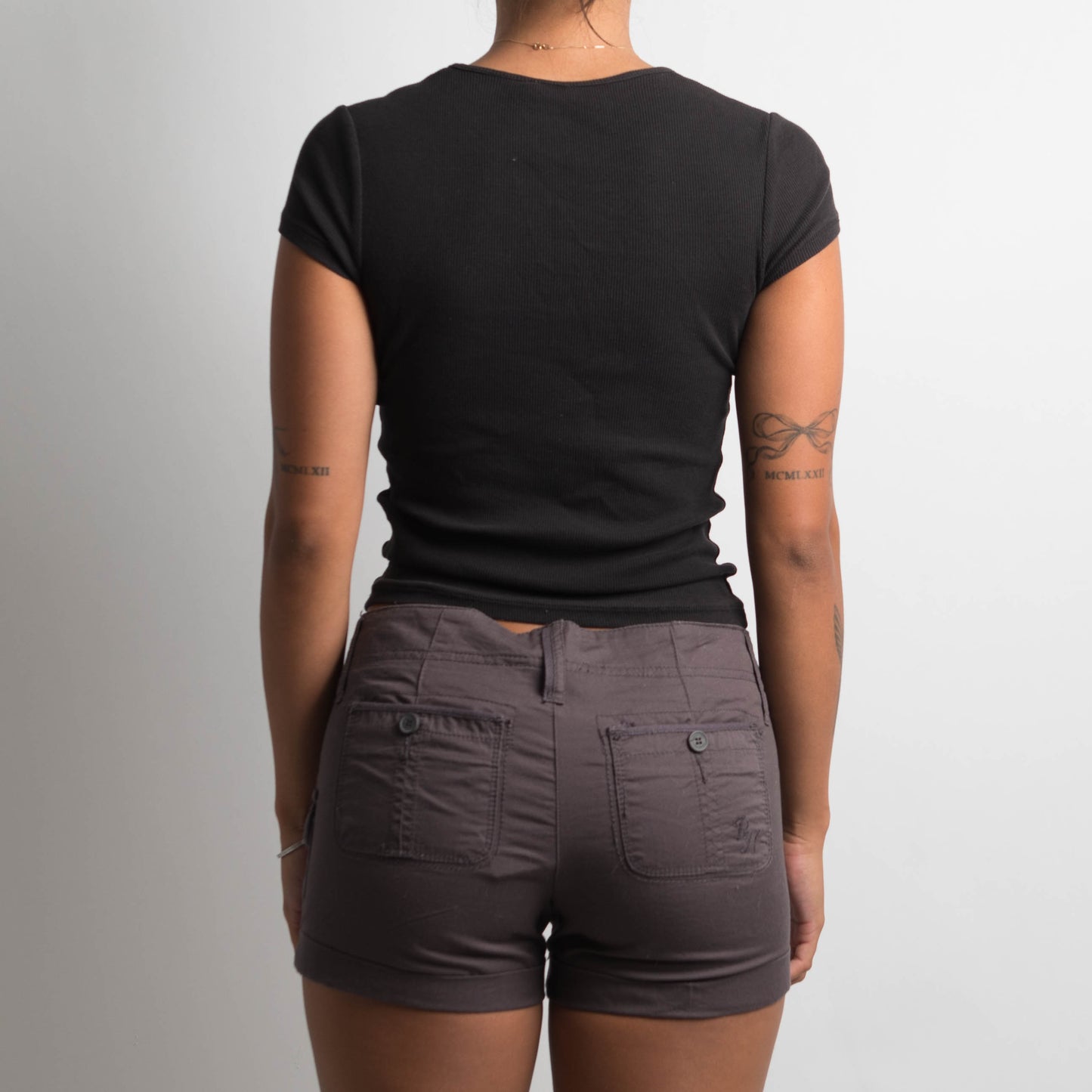 BROWN CARGO MINI SHORTS