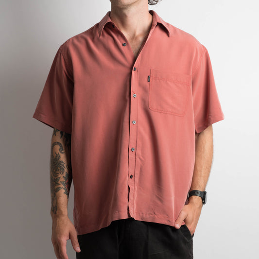 MUTED RED BUTTON UP SHIRT