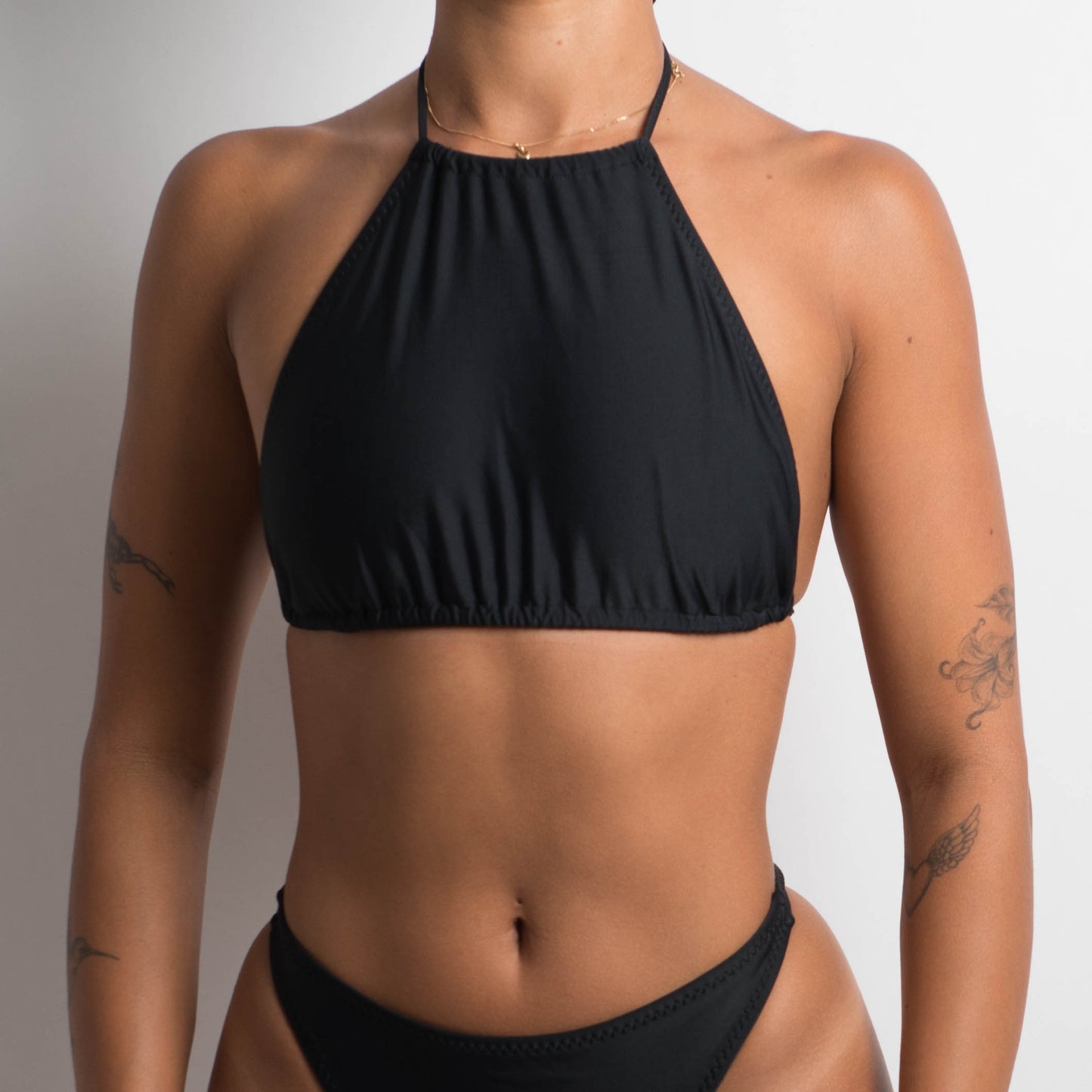 BLACK HALTER BIKINI TOP