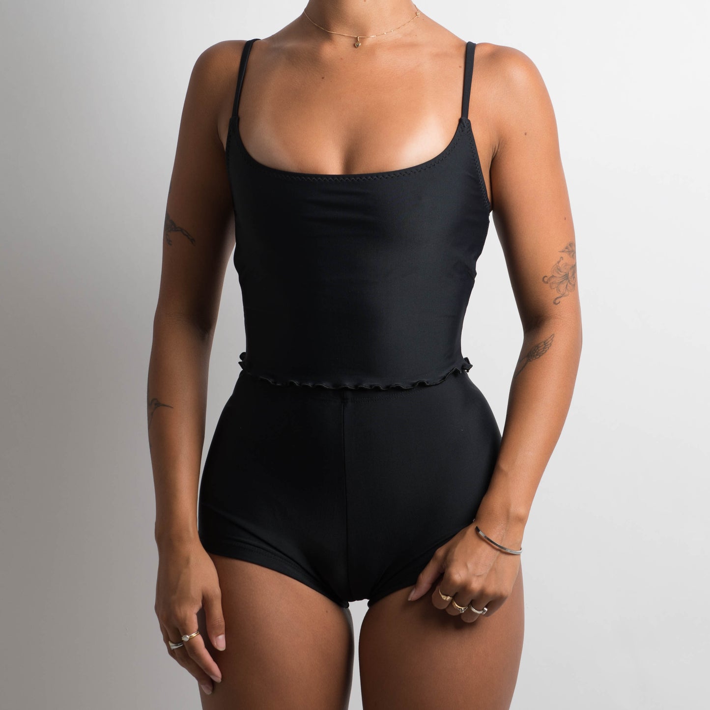 BLACK TANKINI CROP