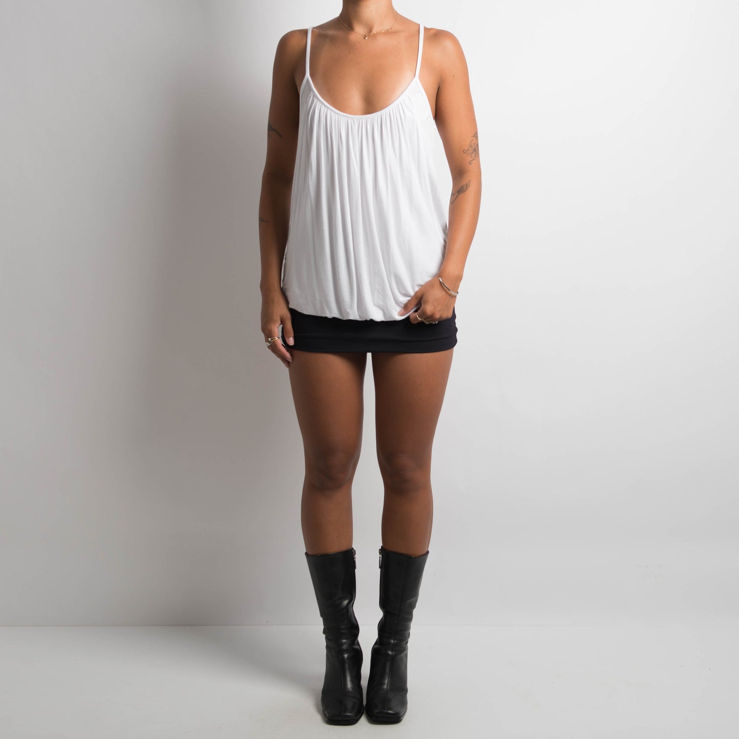 WHITE GATHERED CAMISOLE