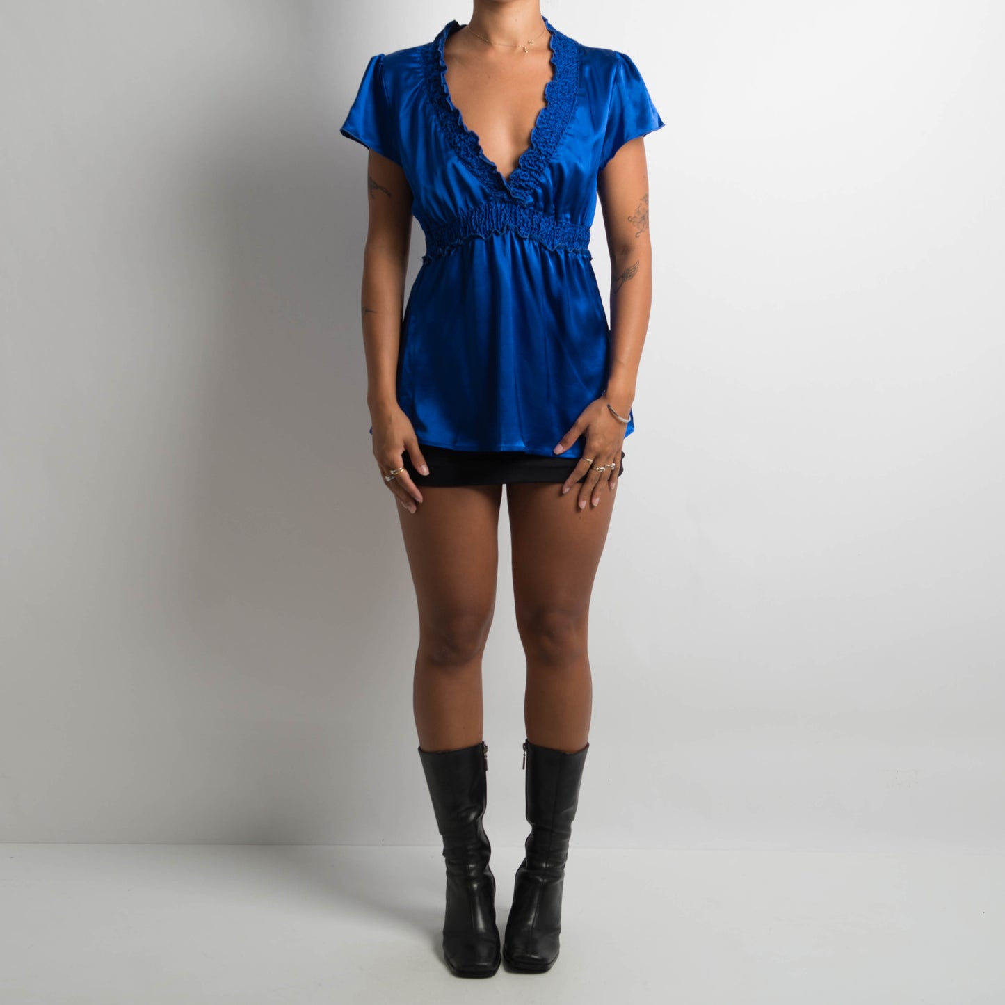 COBALT BLUE SATIN TOP