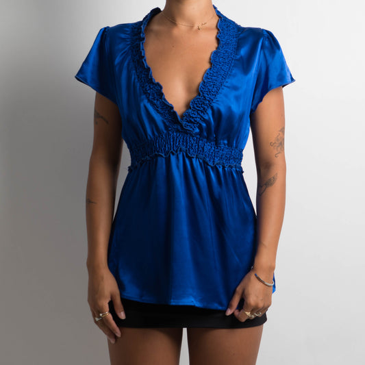 COBALT BLUE SATIN TOP