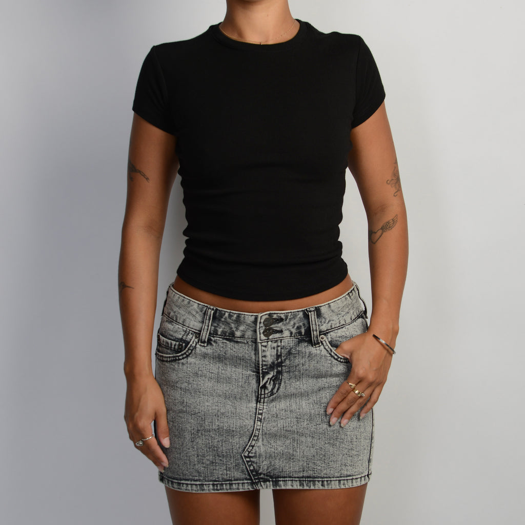 GREY DENIM MINI SKIRT