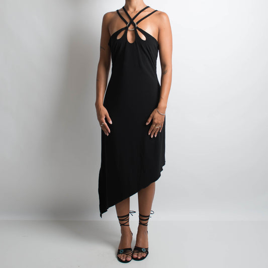 BLACK STRAPPY EVENING DRESS