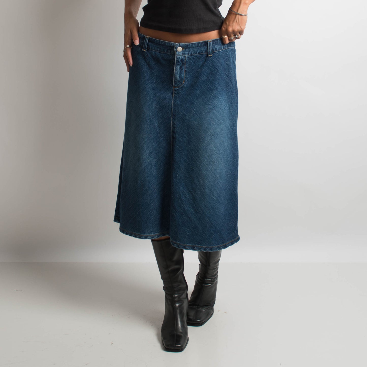 DENIM A LINE MIDI SKIRT