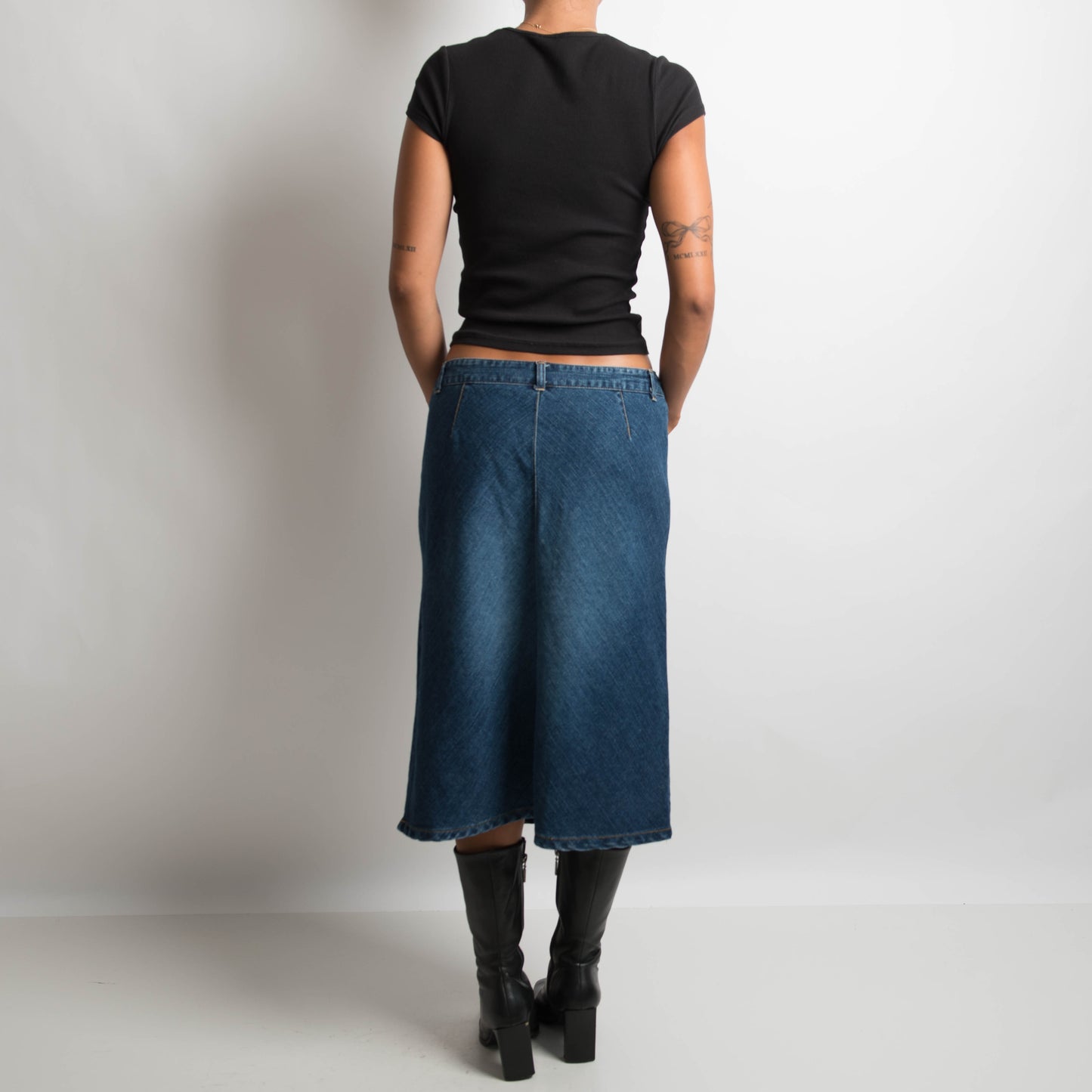 DENIM A LINE MIDI SKIRT