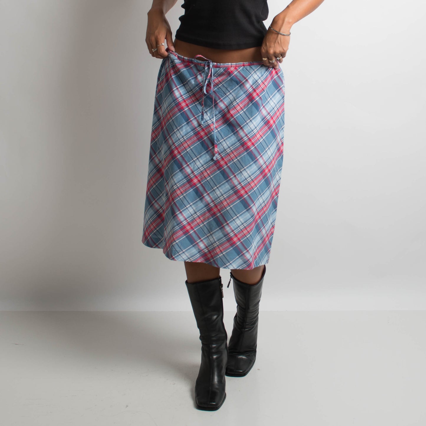 BRIGHT PLAID MIDI SKIRT