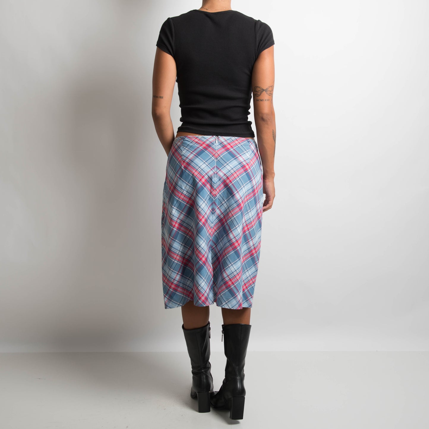 BRIGHT PLAID MIDI SKIRT