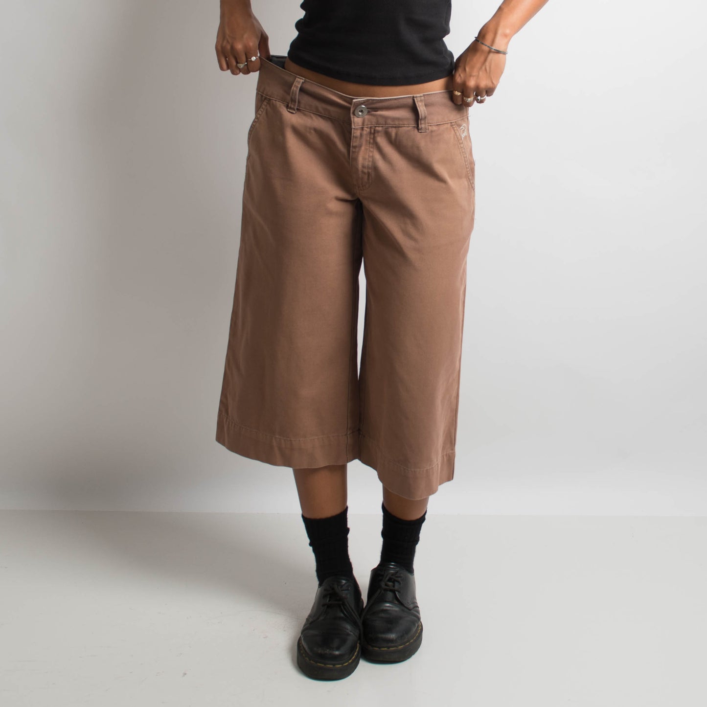 BROWN WIDE LEG 3/4 PANTS