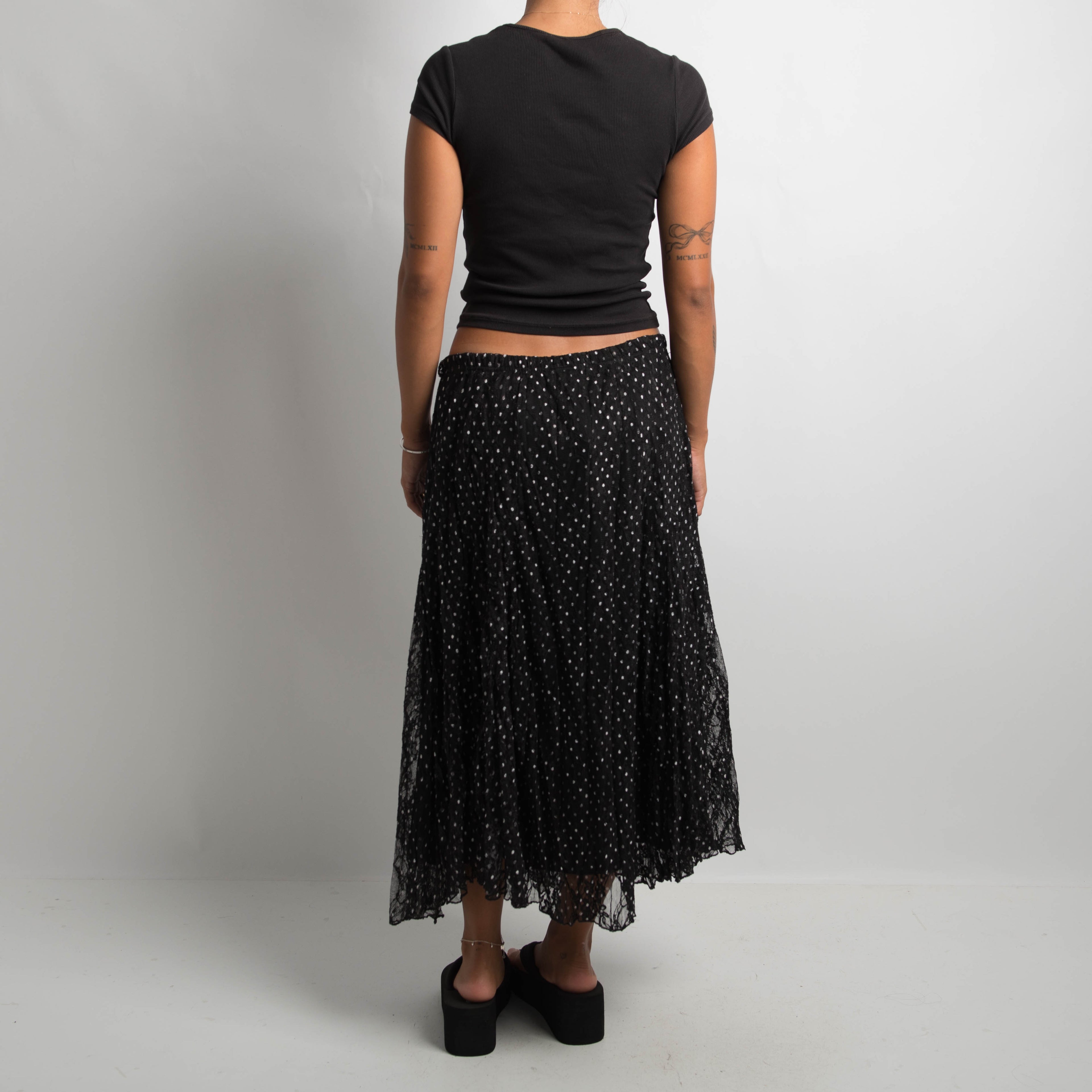 POLKA DOT LONGLINE SKIRT