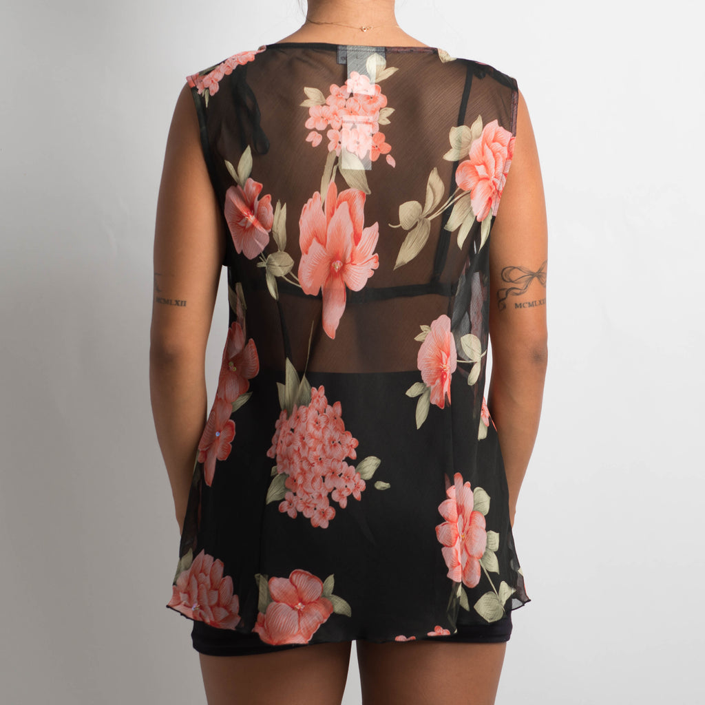 SHEER FLORAL MESH TOP