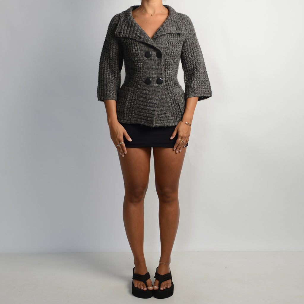 GREY MARLE KNIT CARDIGAN
