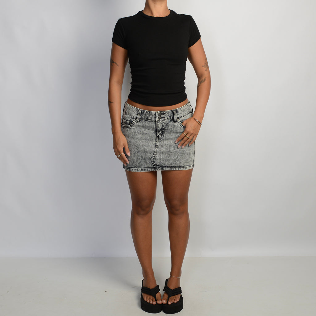 GREY DENIM MINI SKIRT