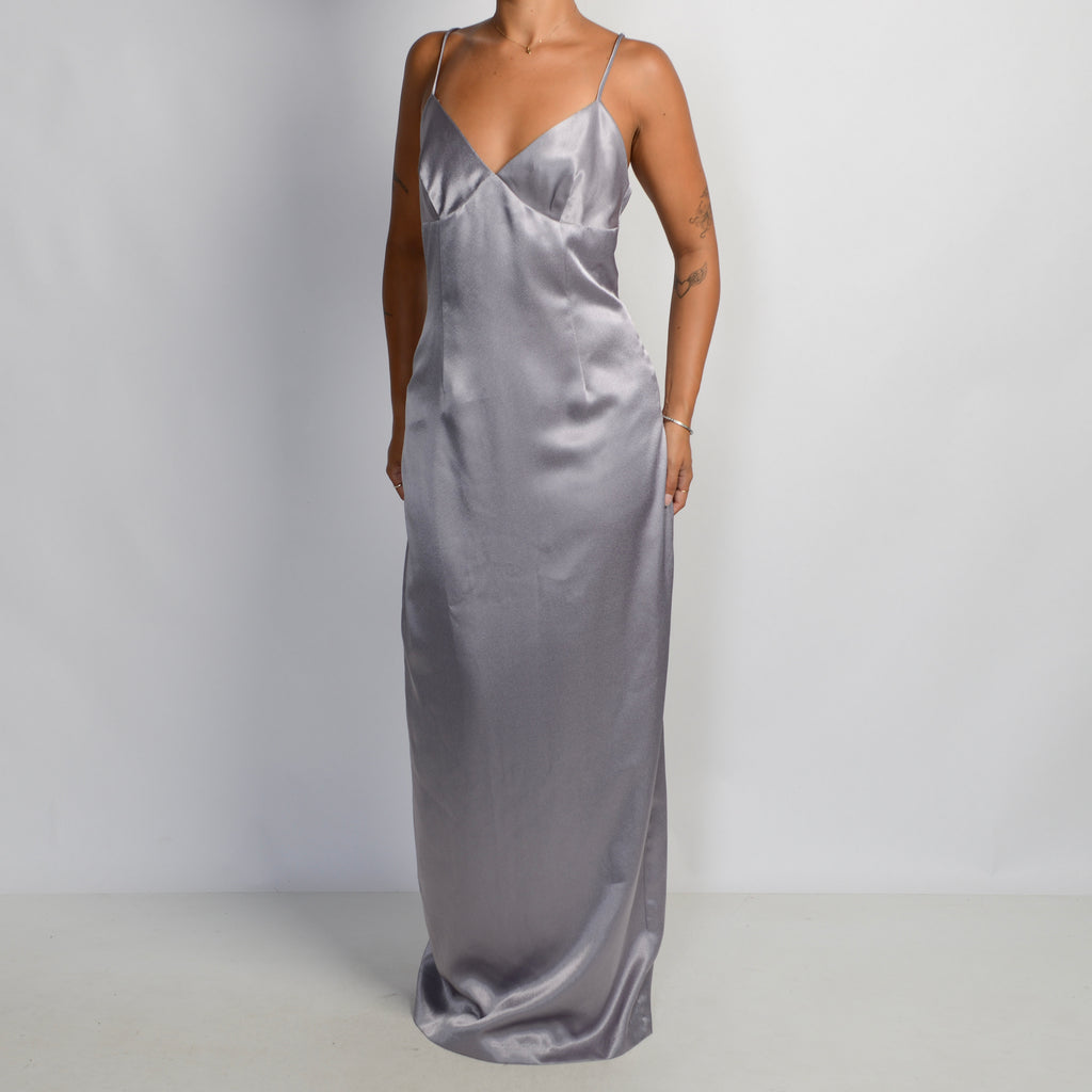 SILVER SATIN GOWN