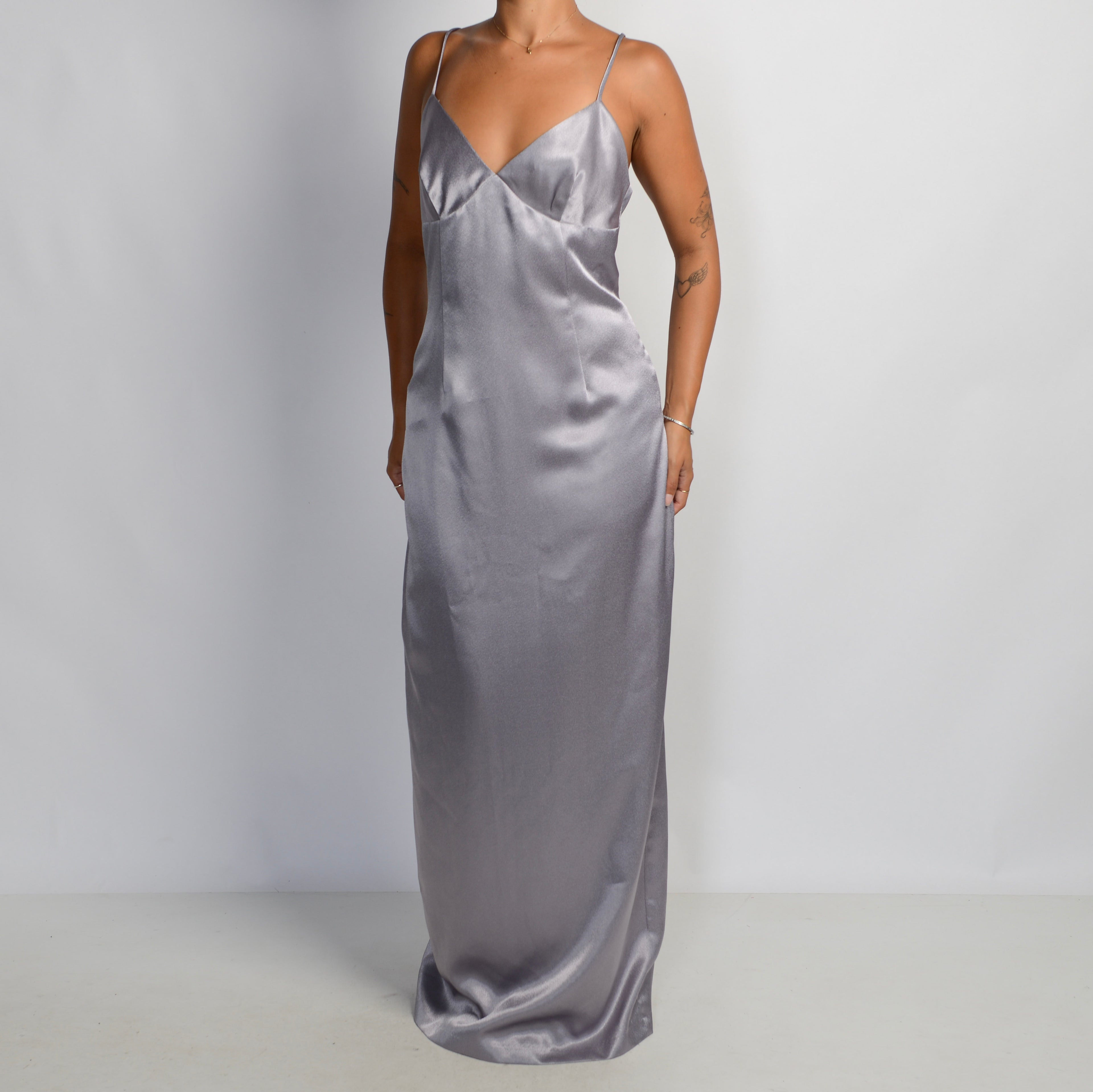 SILVER SATIN GOWN