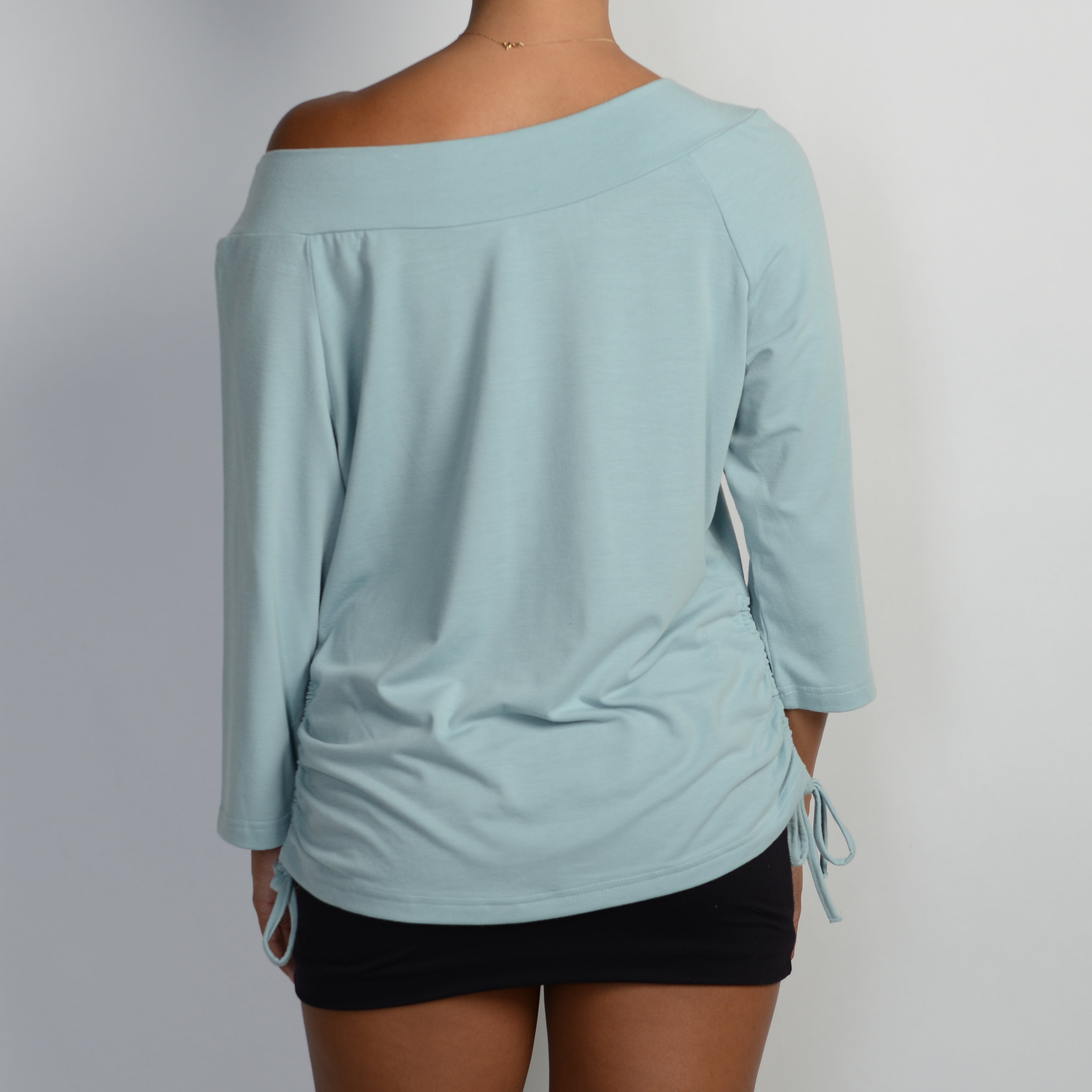 PASTEL BLUE RUCHED TOP