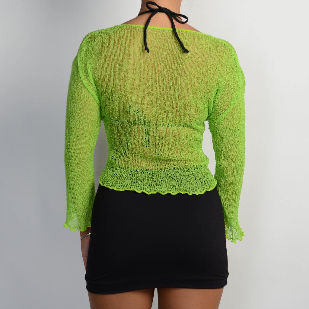 GREEN CROCHET TIE TOP