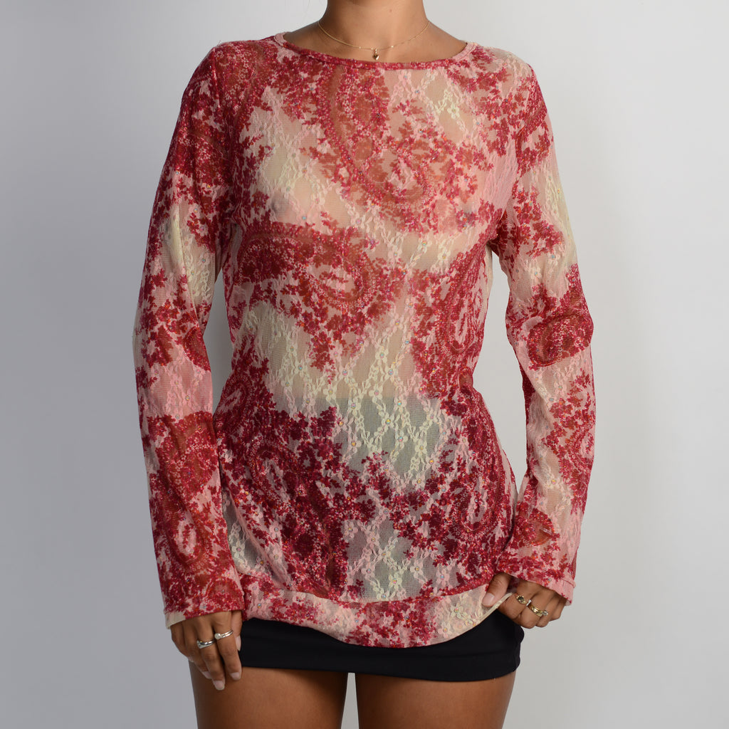 SHEER LACE LONG SLEEVE TOP