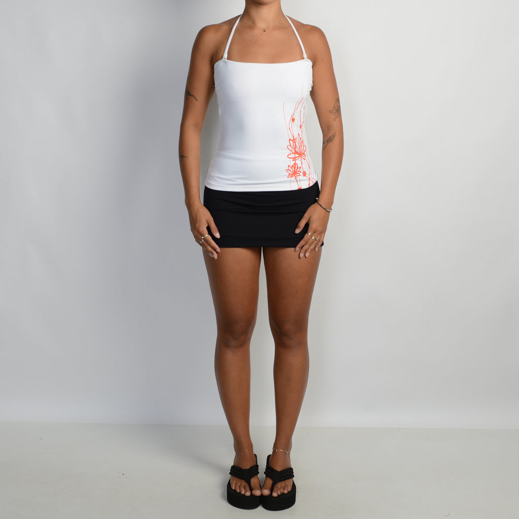 WHITE HALTER TANKINI TOP