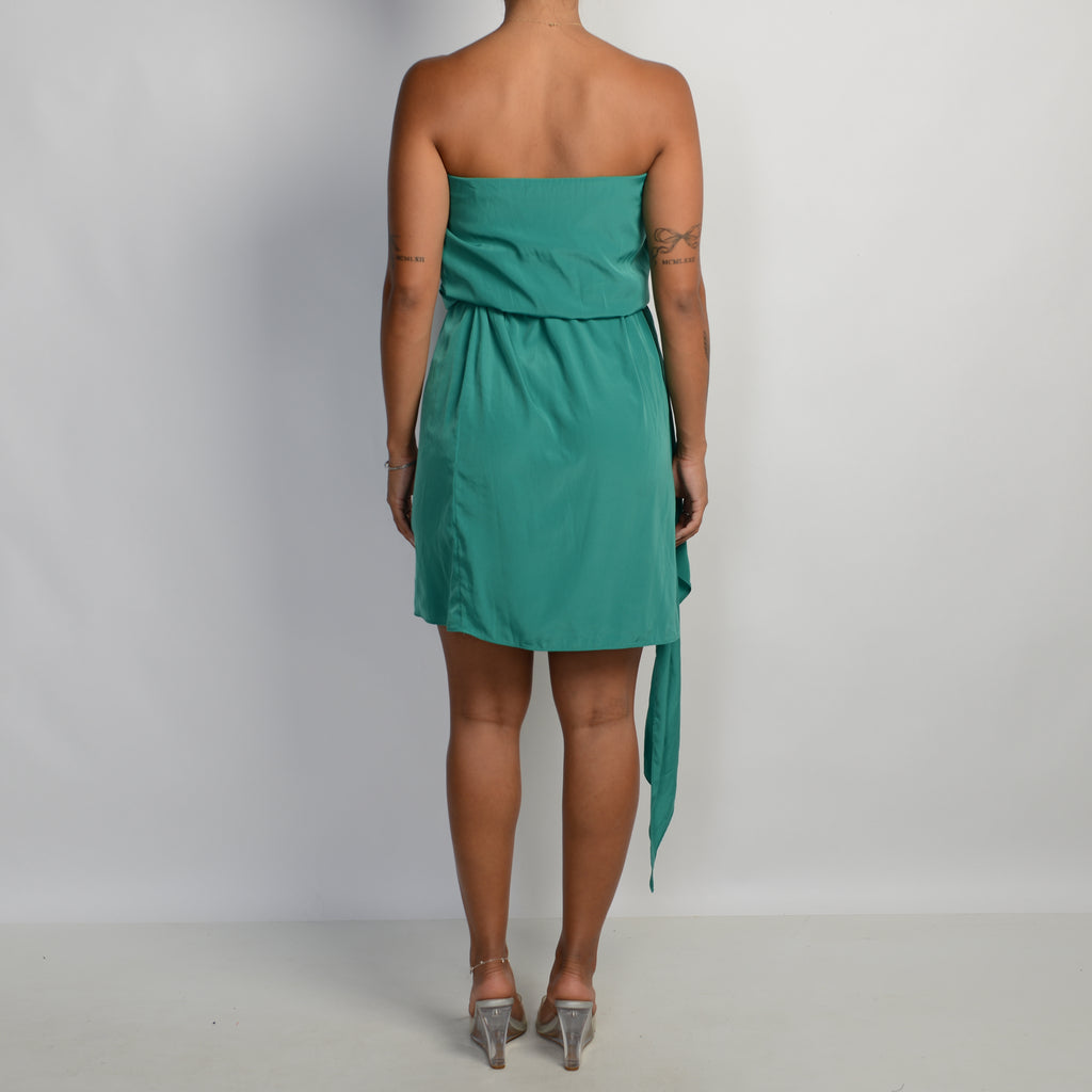 GREEN STRAPLESS DRESS