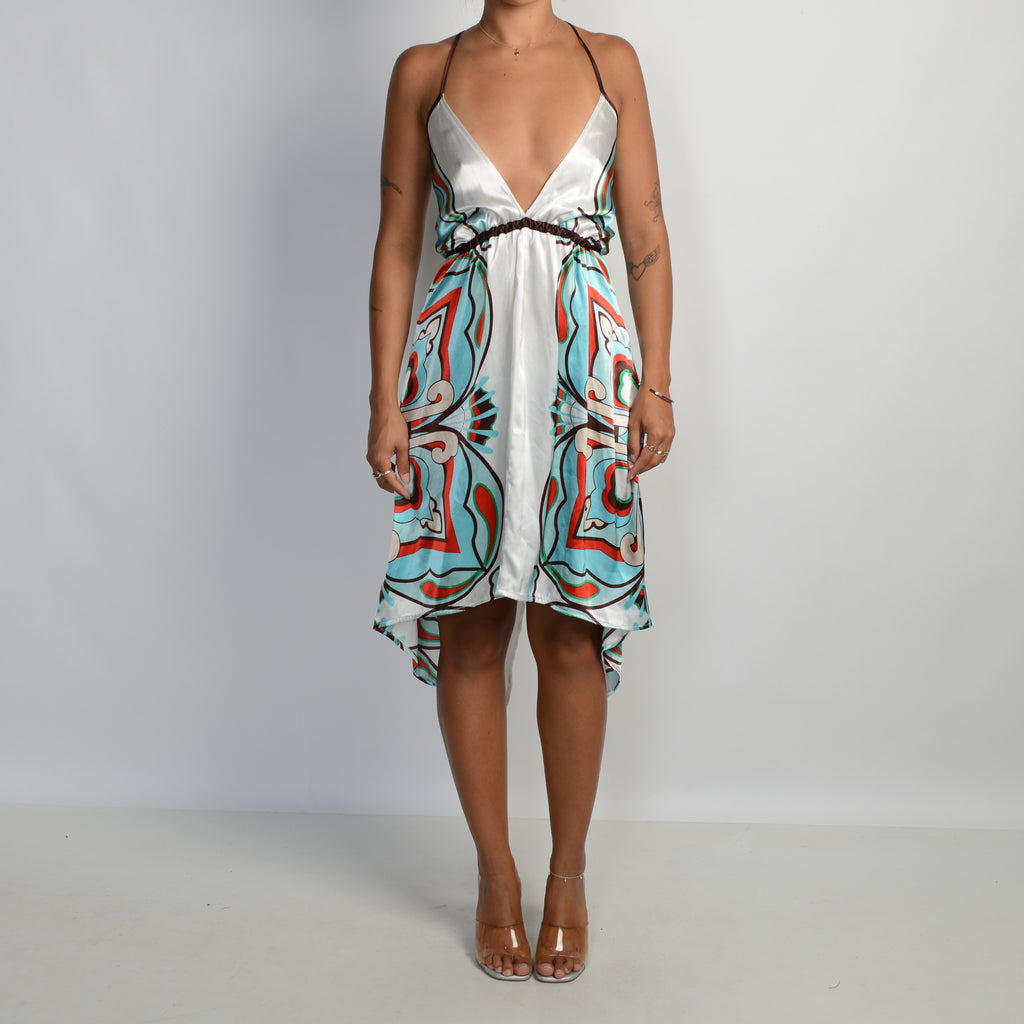 SATIN PATTERN MIDI DRESS