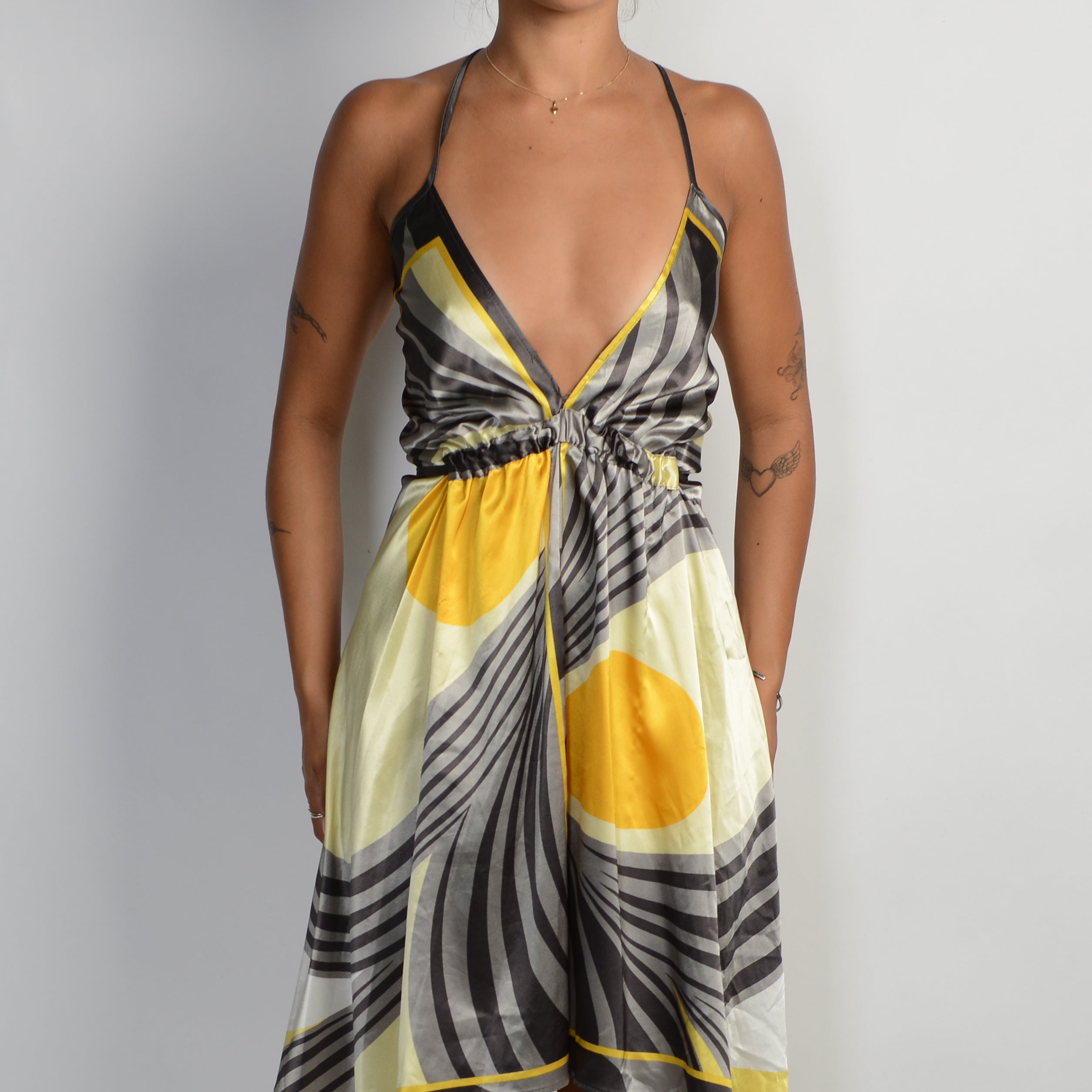 SATIN PATTERN MIDI DRESS