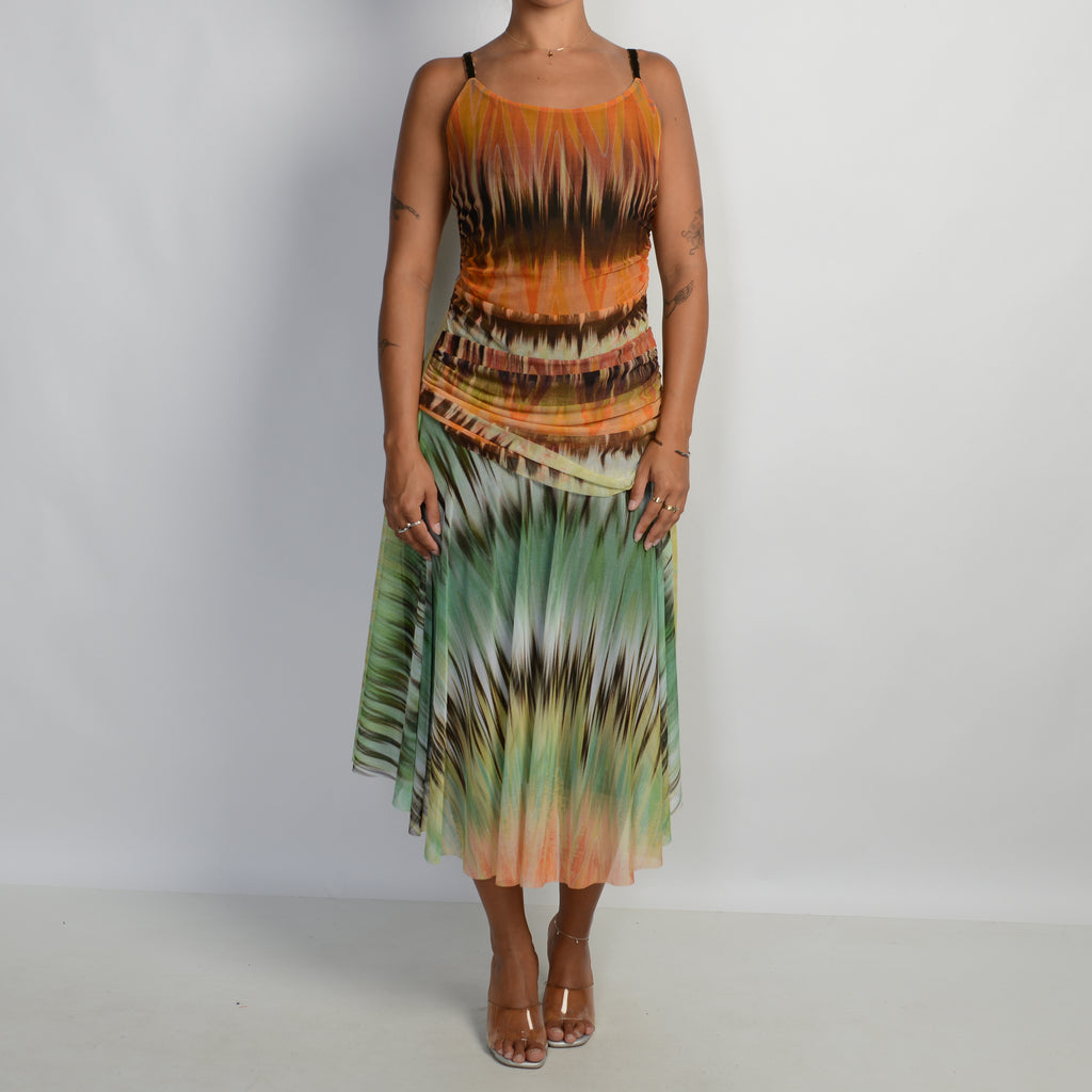 MESH PATTERN MIDI DRESS