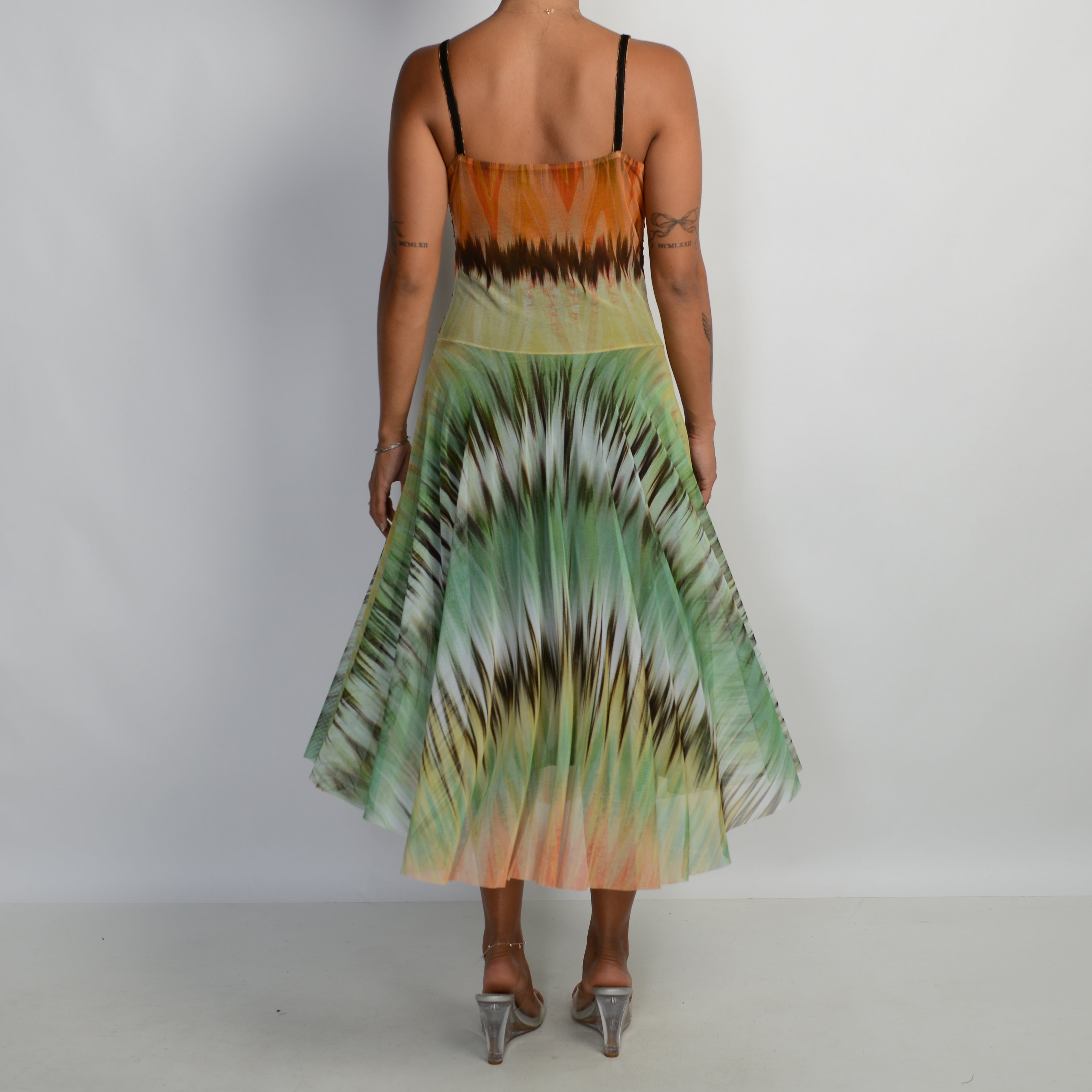 MESH PATTERN MIDI DRESS