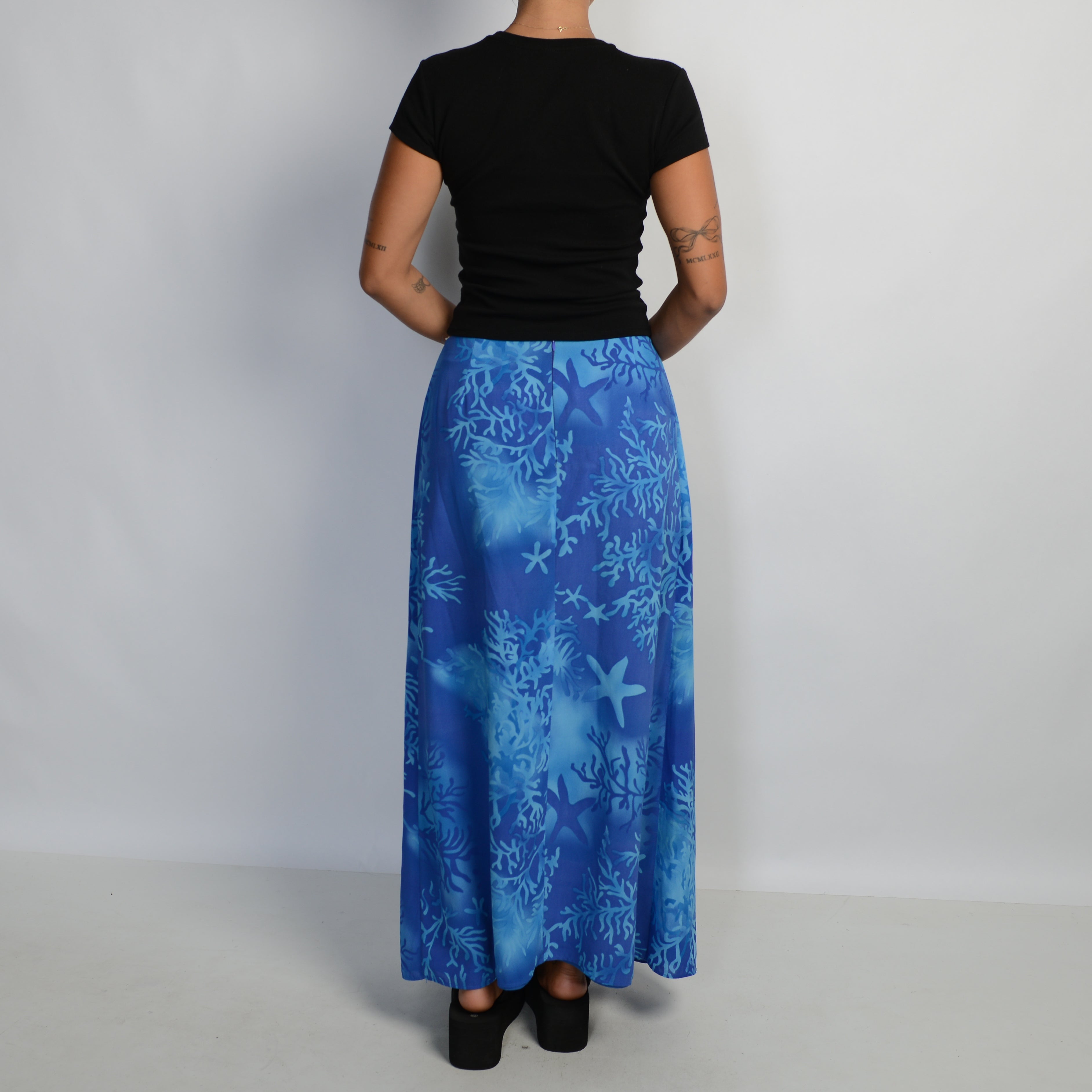 BLUE LAYERED MAXI SKIRT