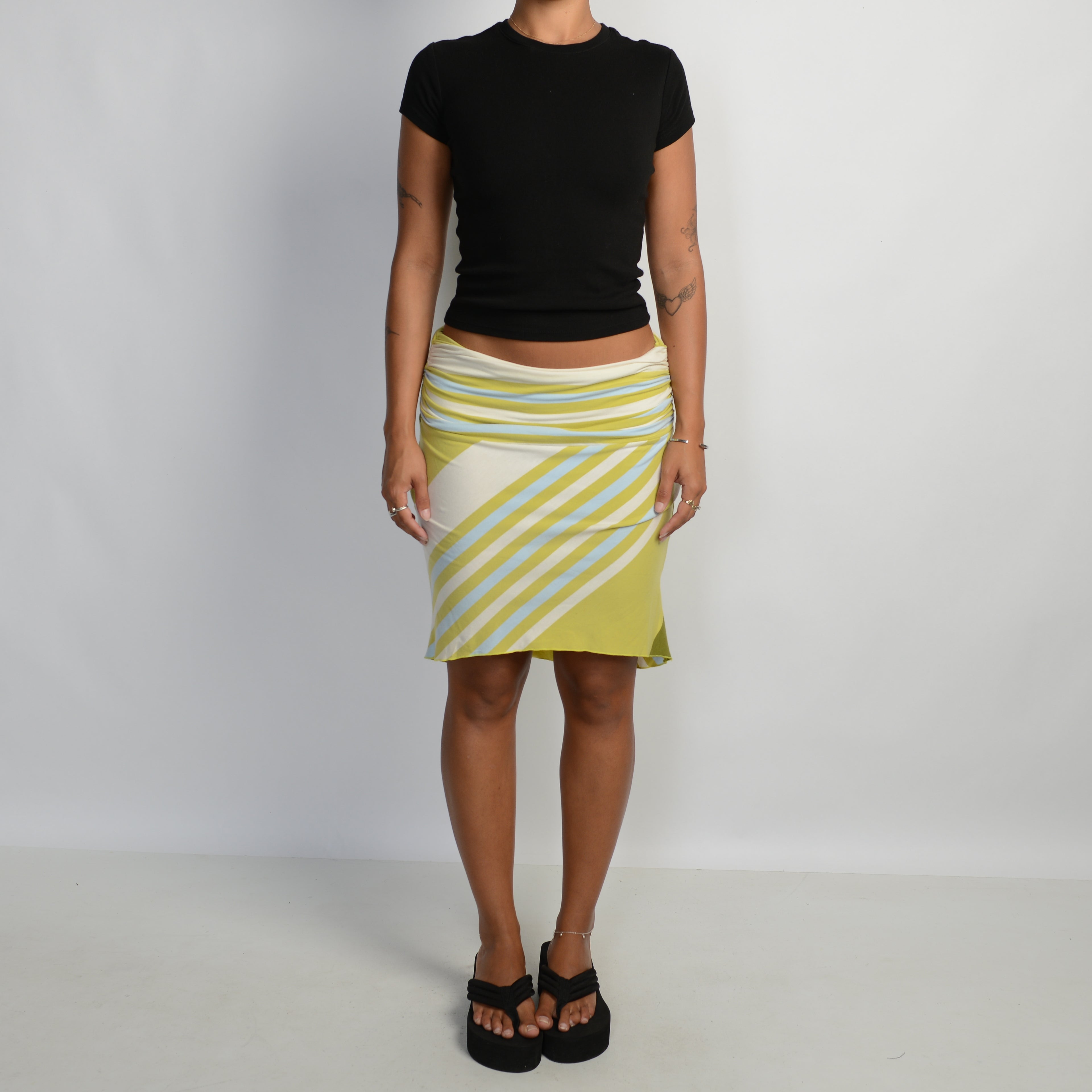 GREEN STRIPE SKIRT