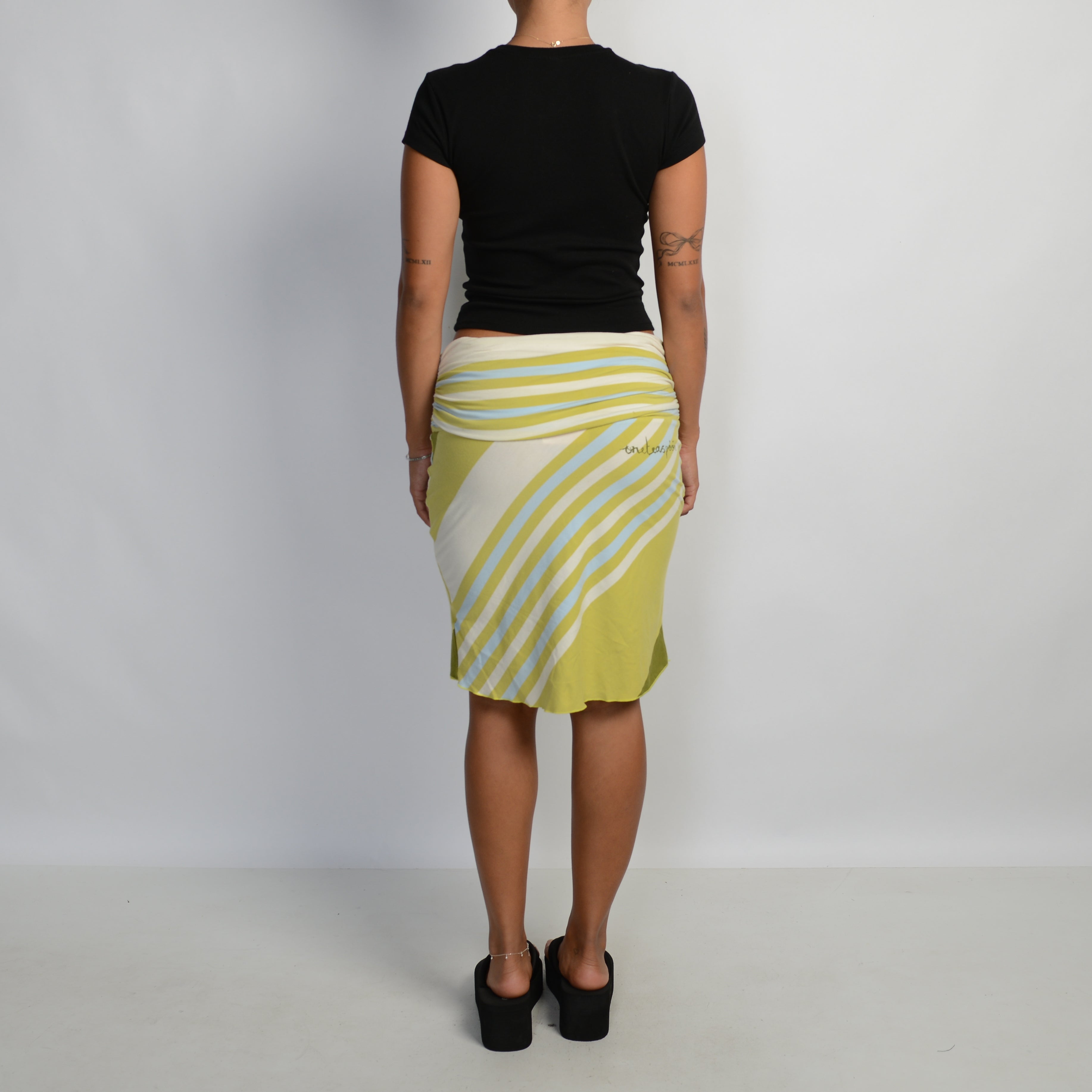 GREEN STRIPE SKIRT