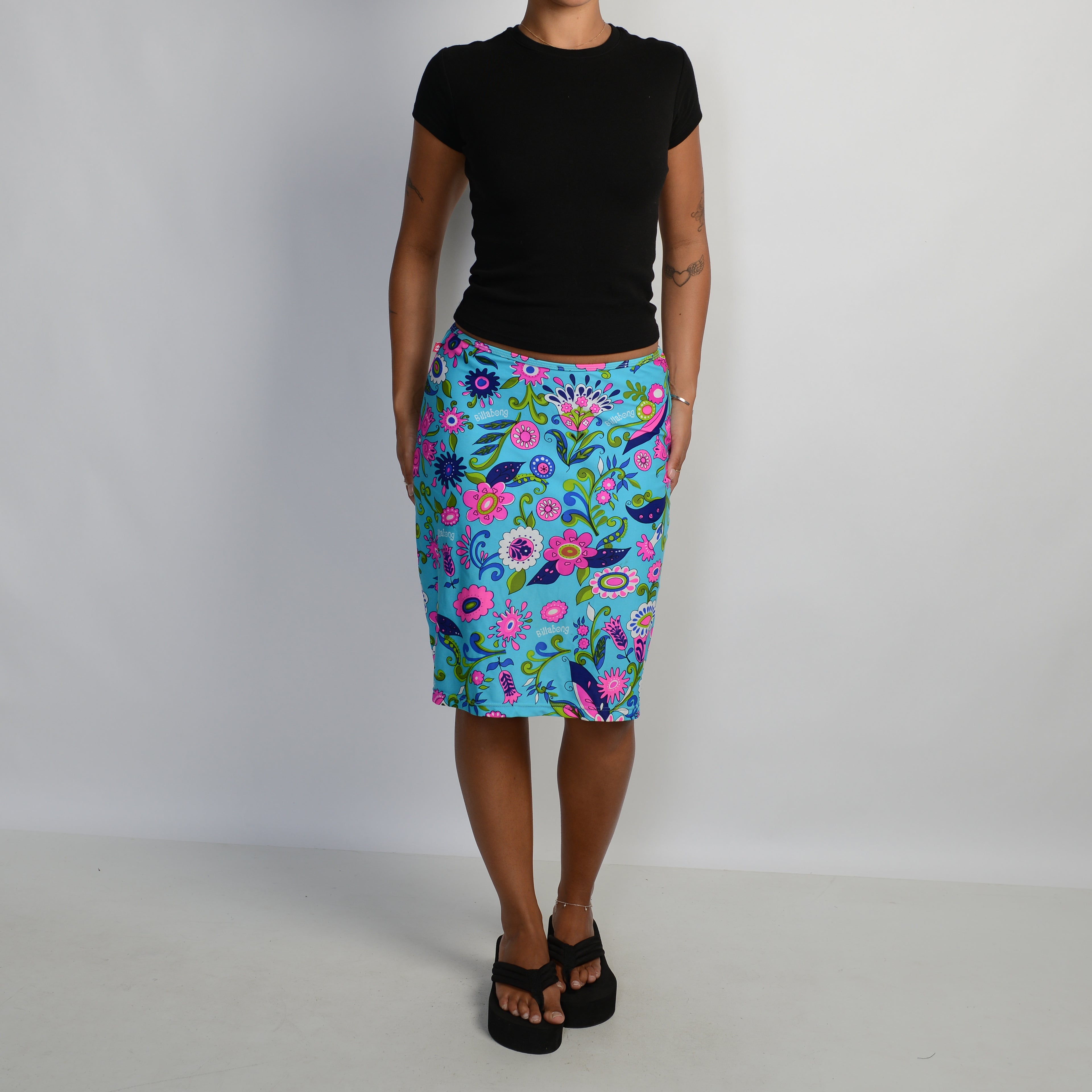 FLORAL SWIM MIDI SKIRT