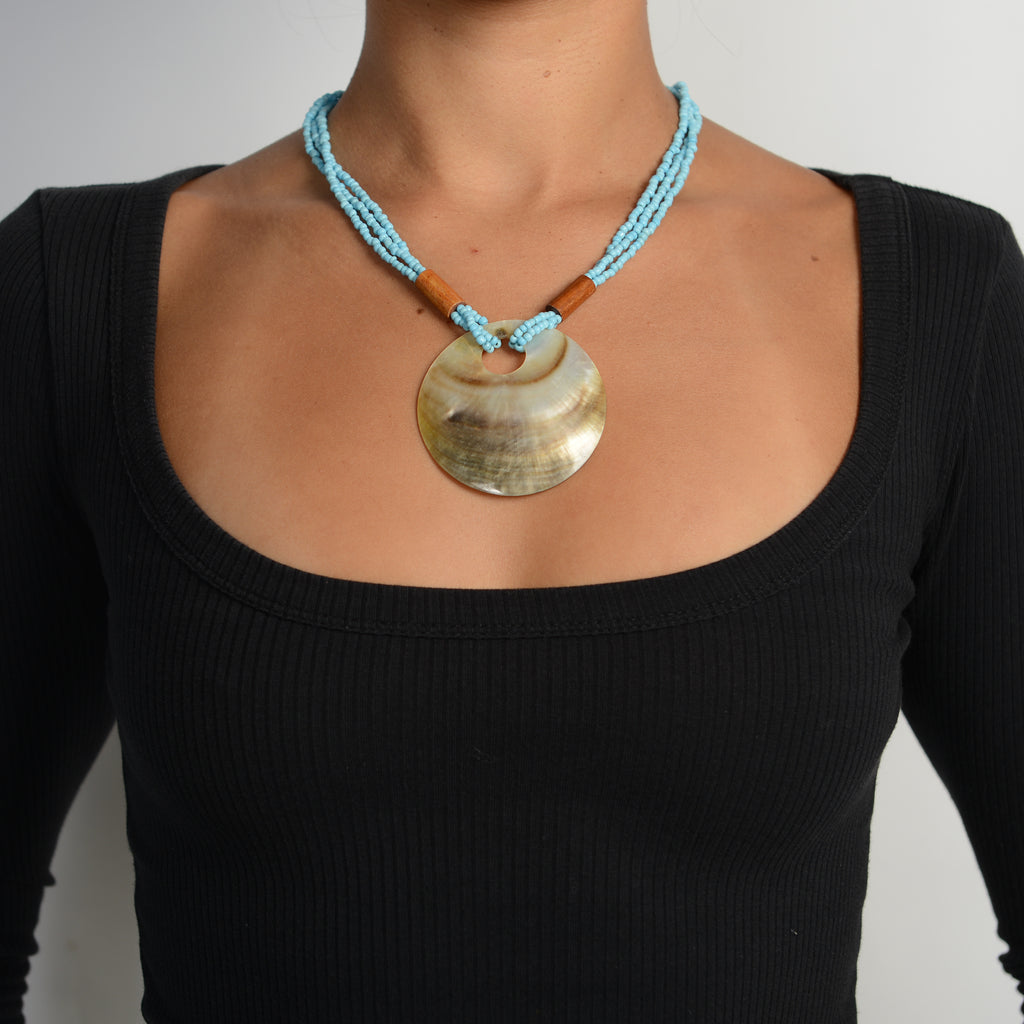 BLUE BEADED NECKLACE
