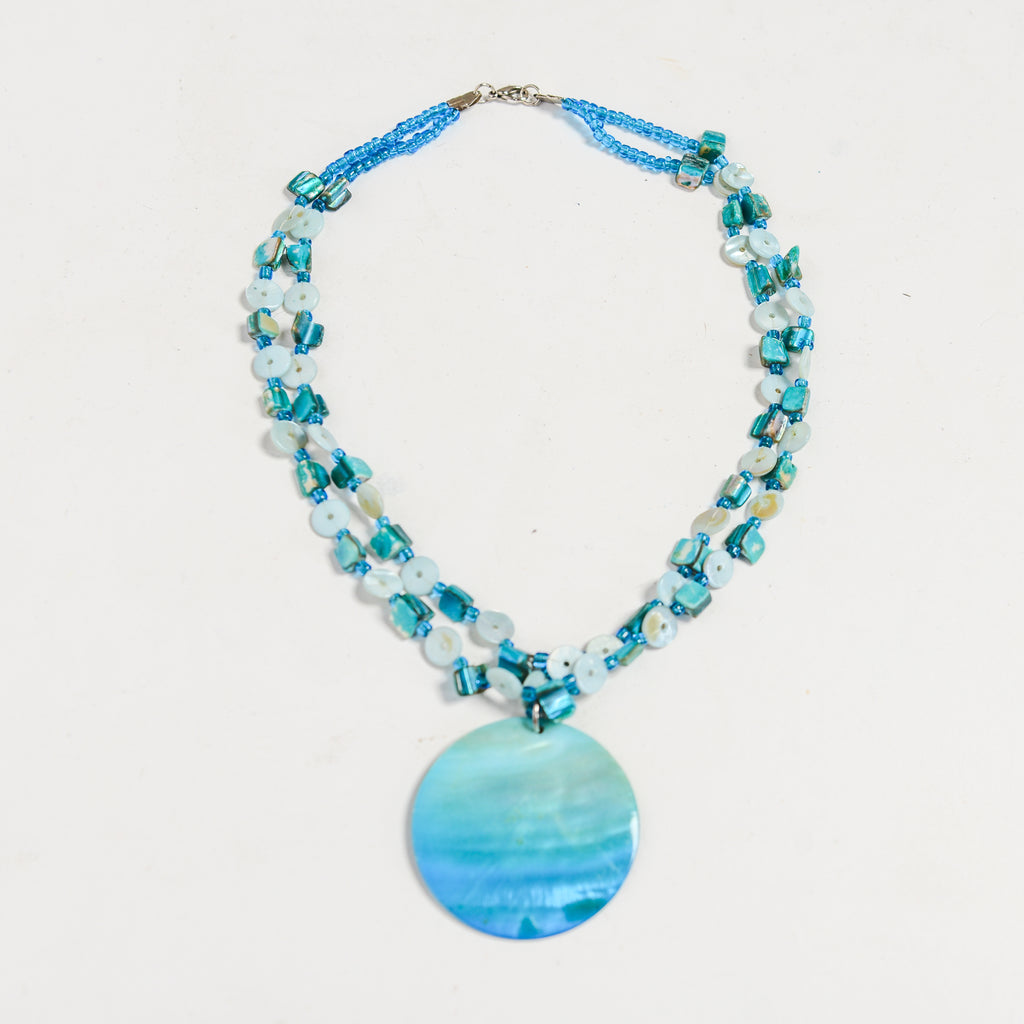 BLUE BUTTON NECKLACE