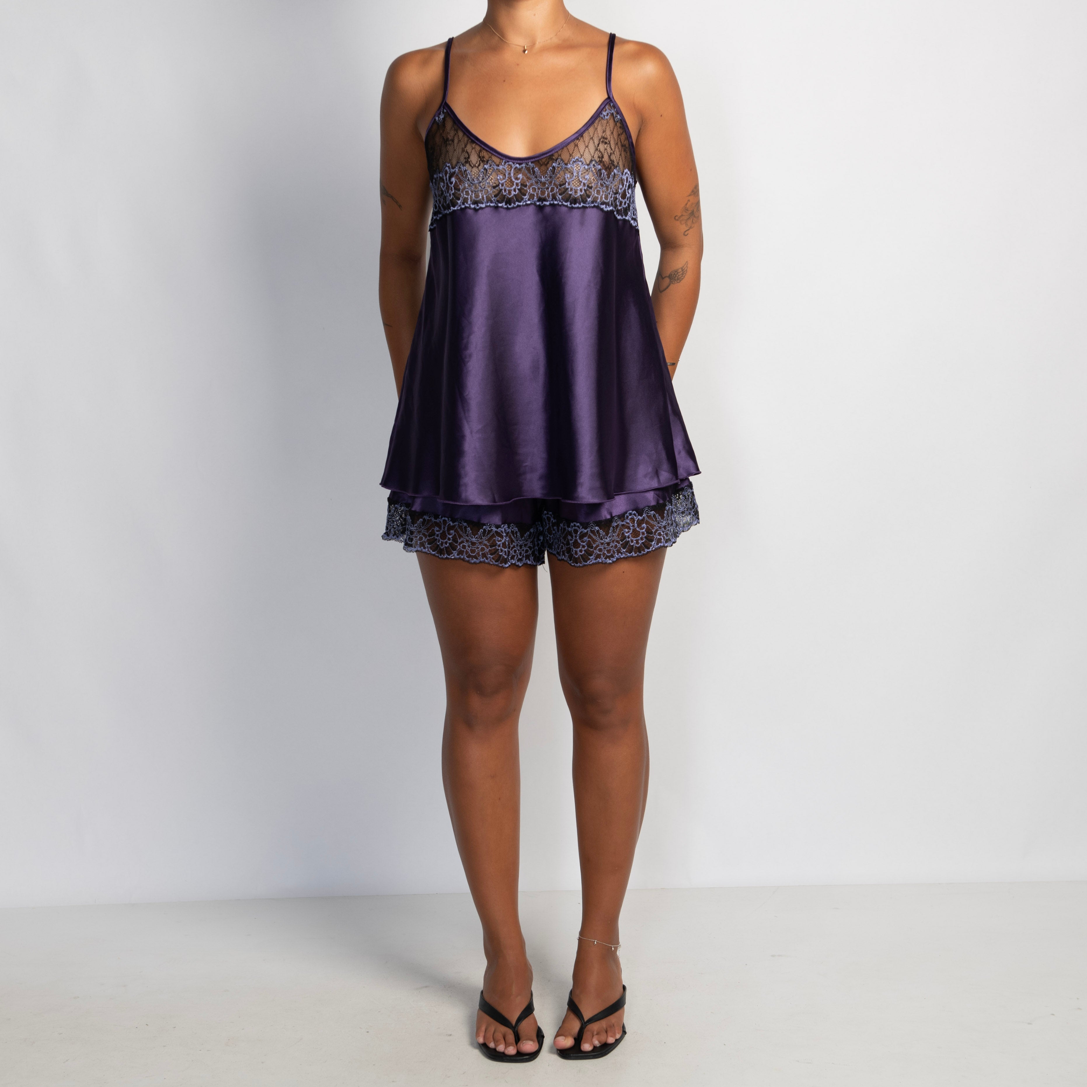 VIOLET SATIN PYJAMA SET